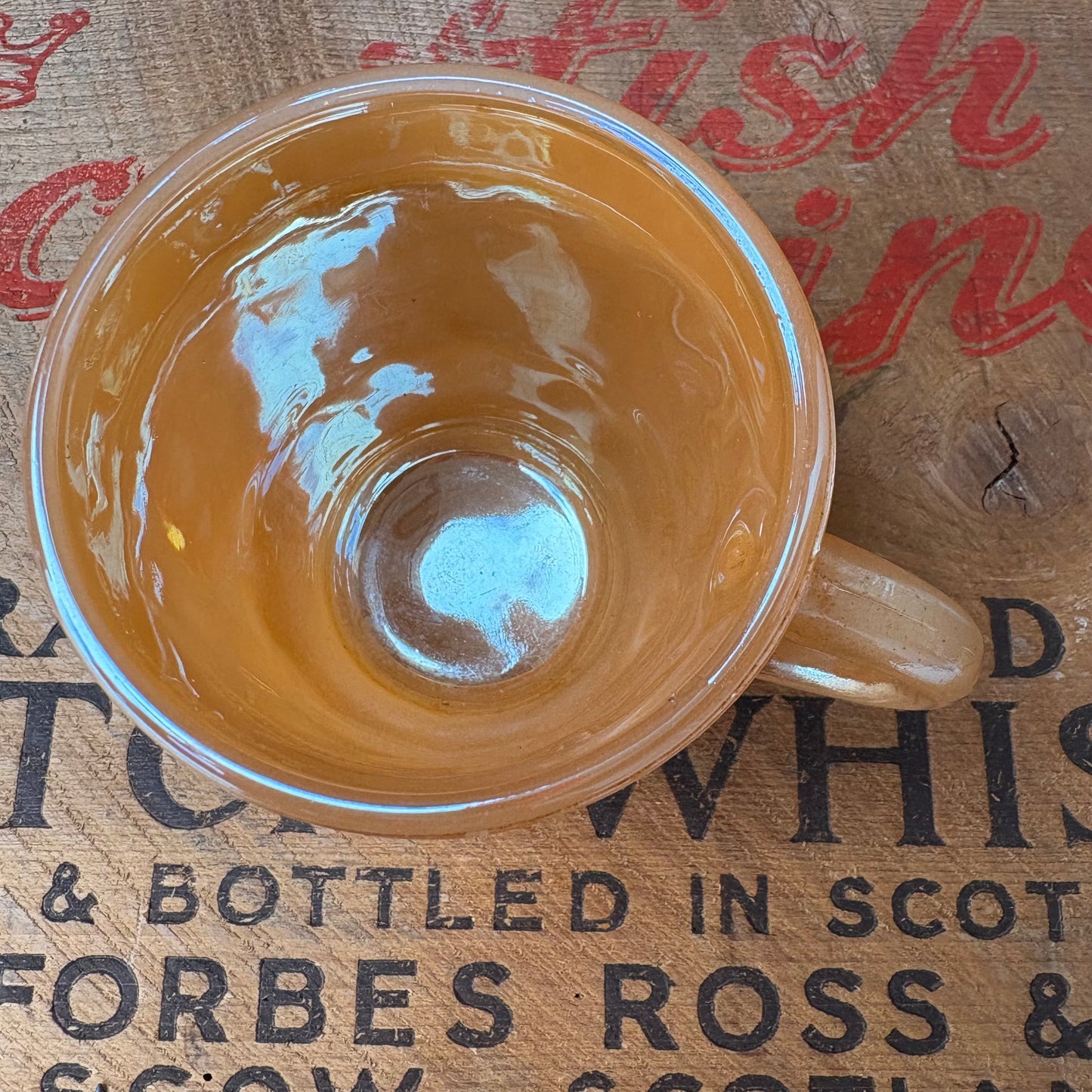 【1960s-1976 USA vintage】Fire-King Kimberley mug Peach Lustre