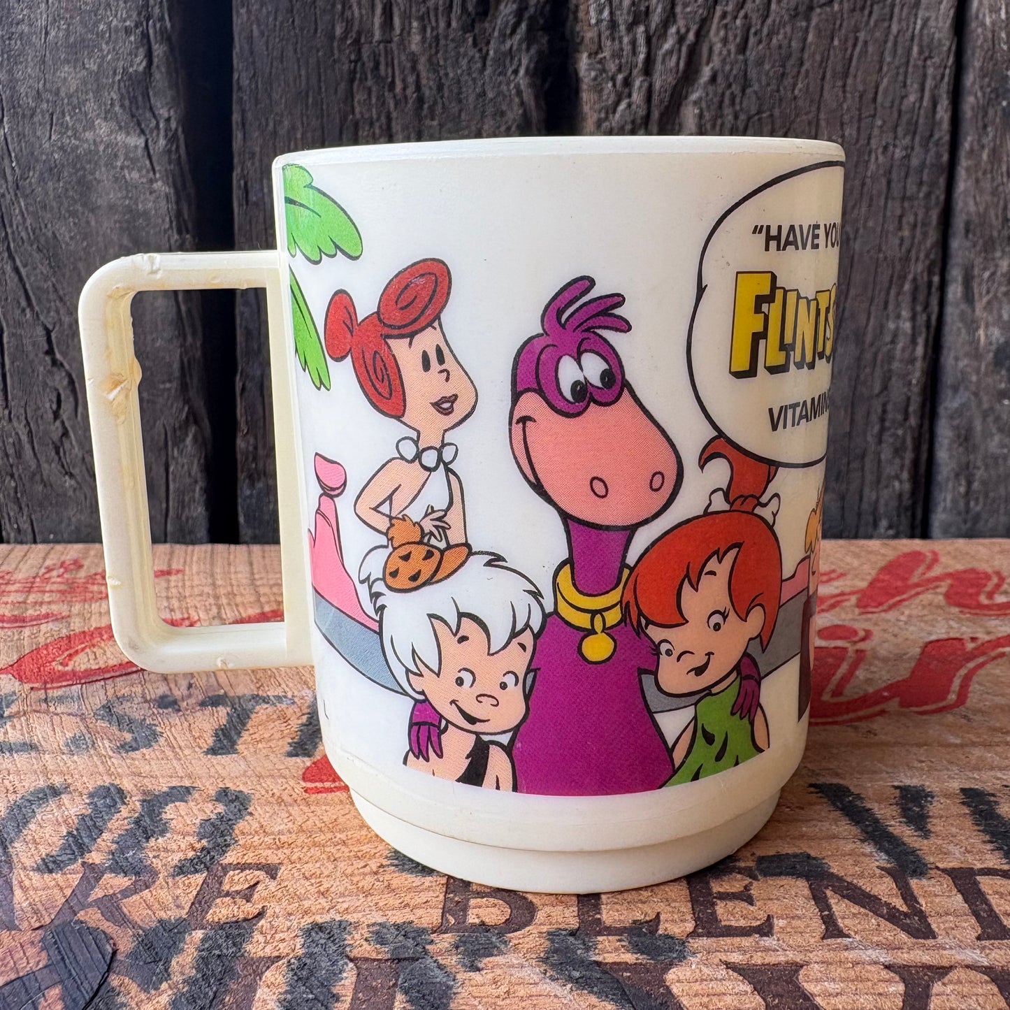 【1980s USA vintage】The Flintstones Vitamins Promotional Plastic Mug
