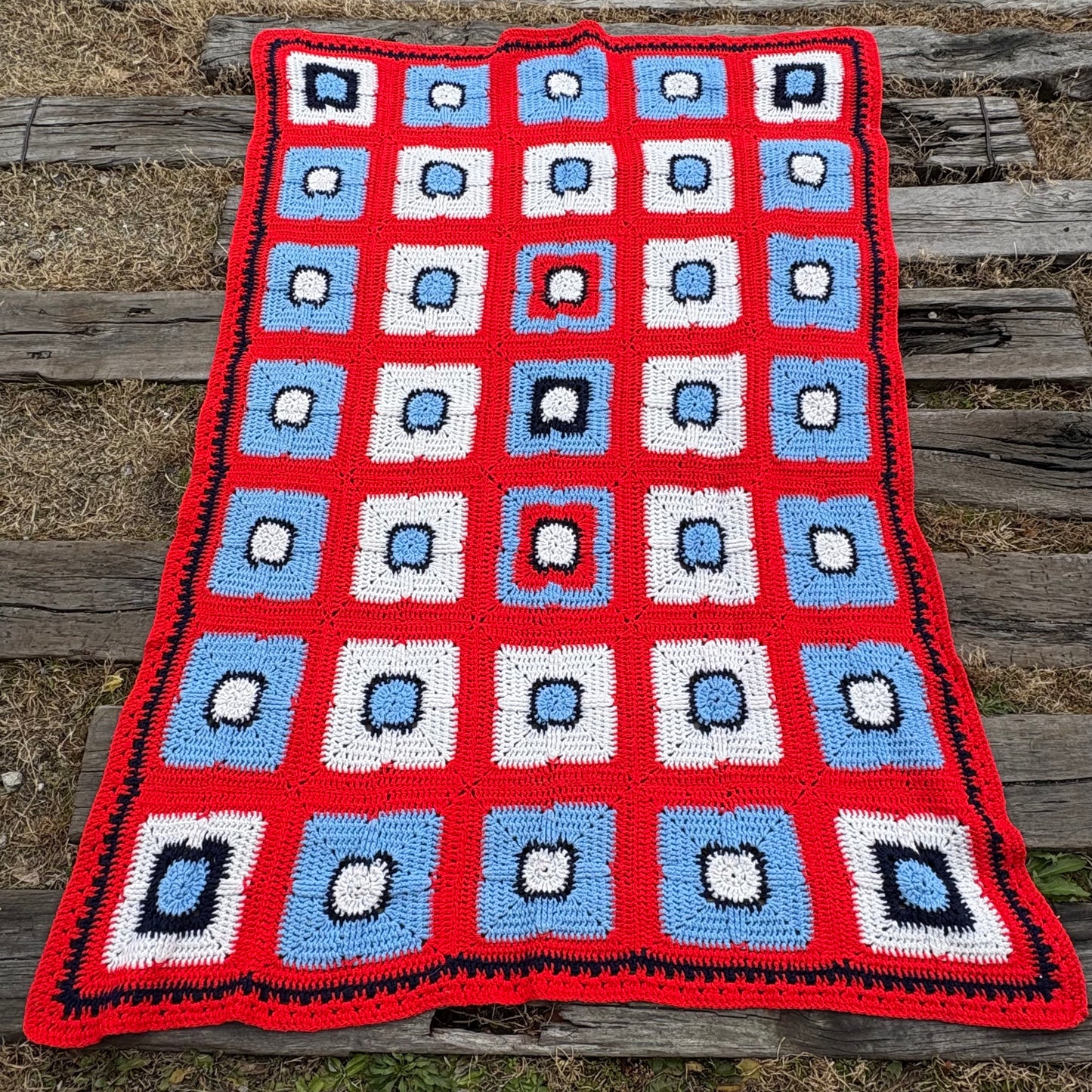 【USA vintage】Granny Square Blanket