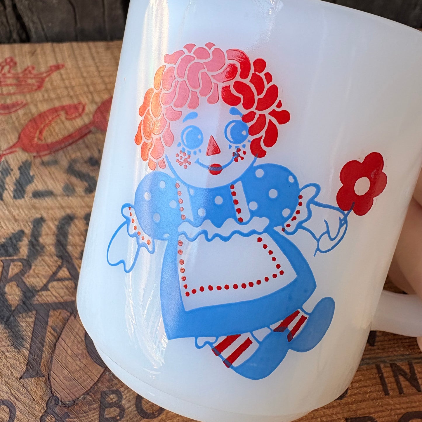 【USA vintage】GLASBAKE mug Raggedy Ann&Andy