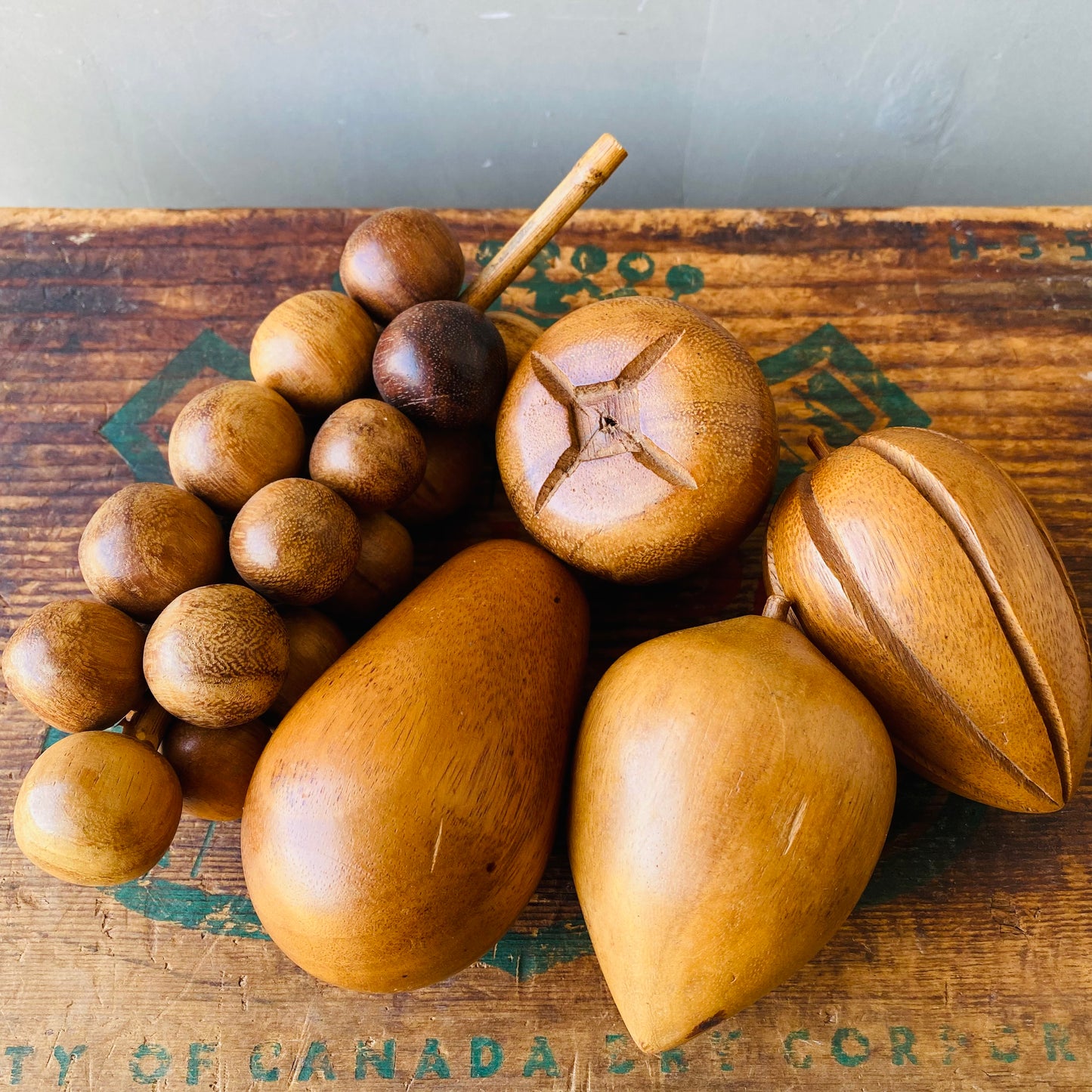 【USA vintage】wood tray &fruits set