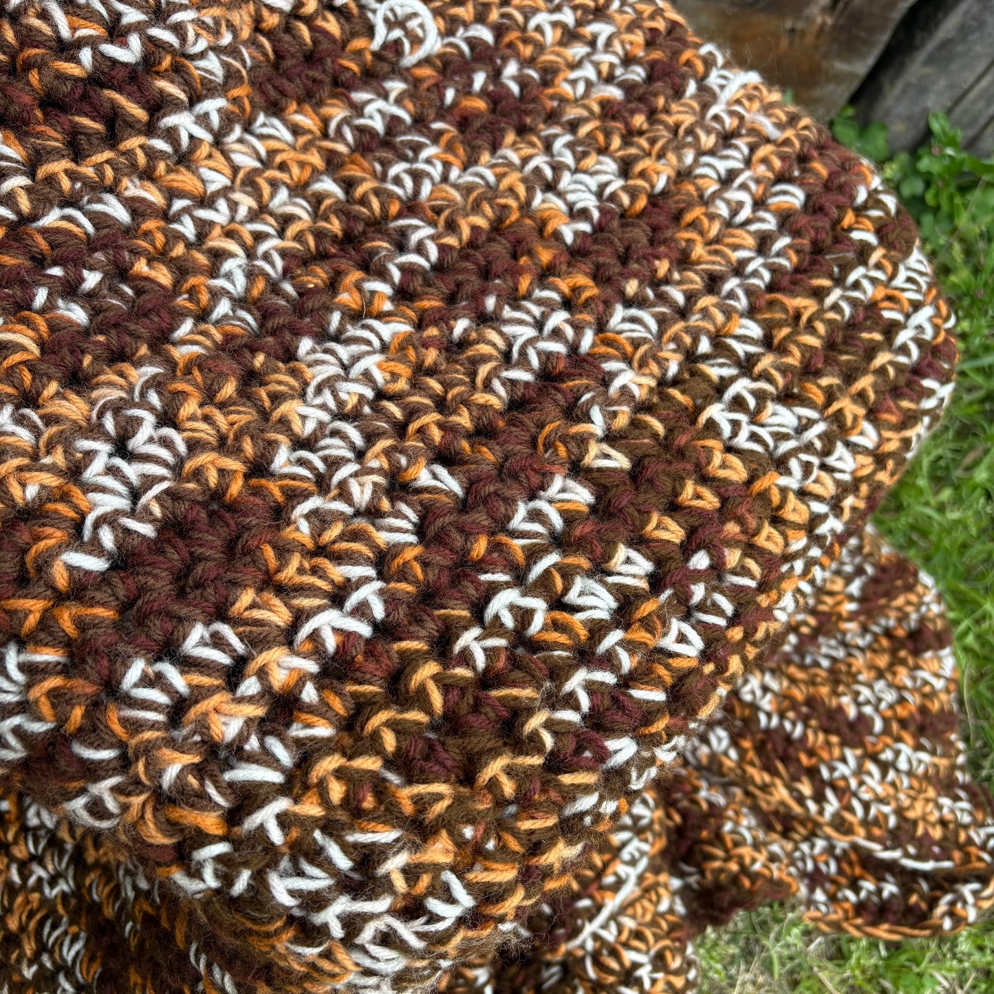 【USA vintage】Granny Blanket Brown Mix