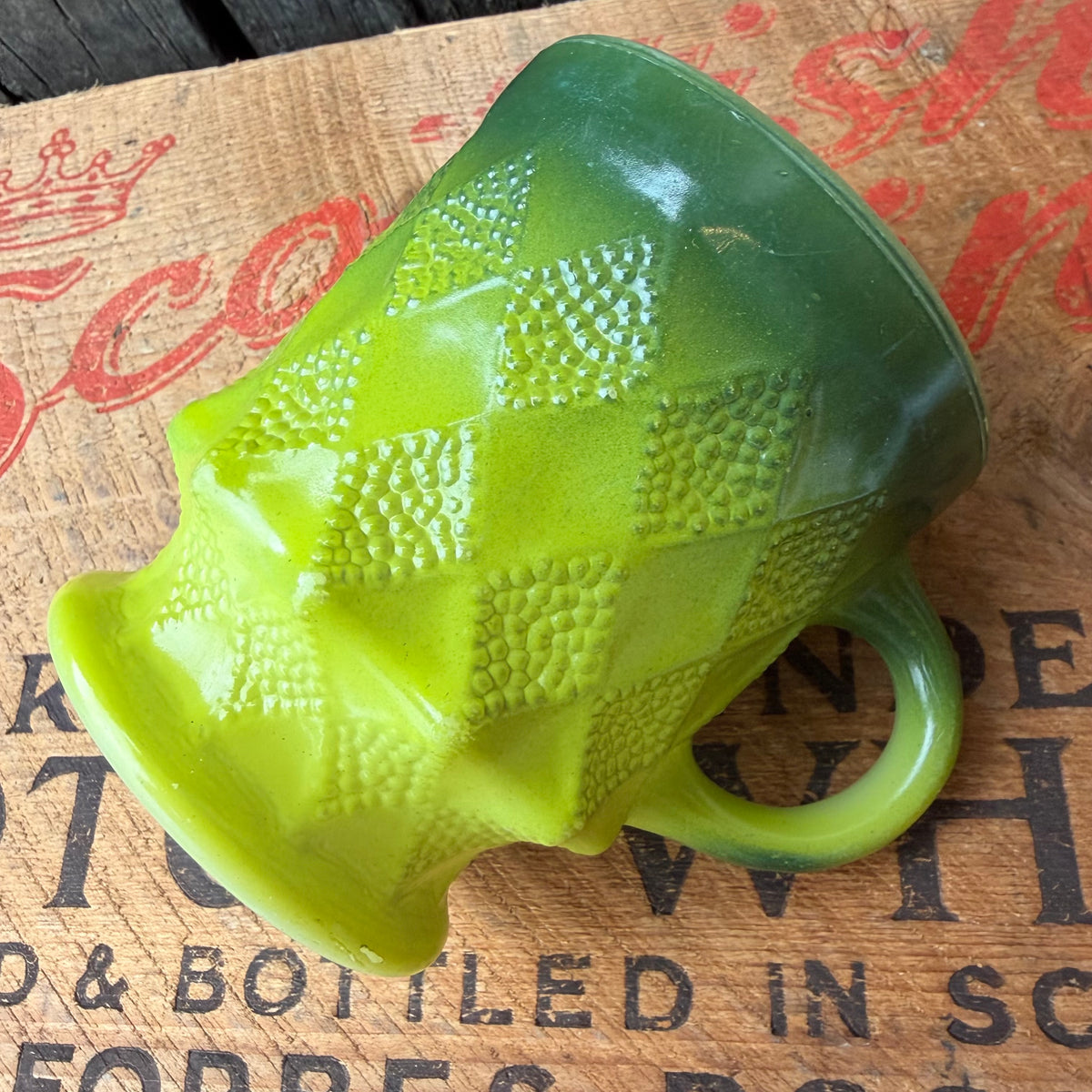【1960s-1976 USA vintage】Fire-King Kimberley mug Green