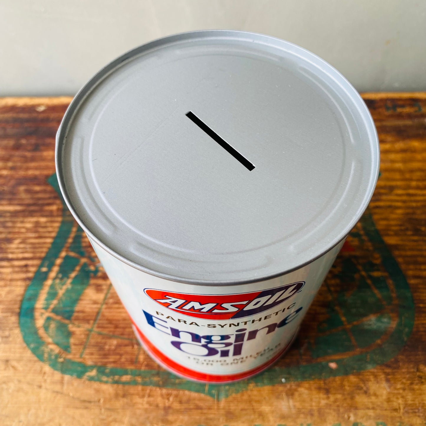 【USA vintage】AMS OIL can coin bank 6