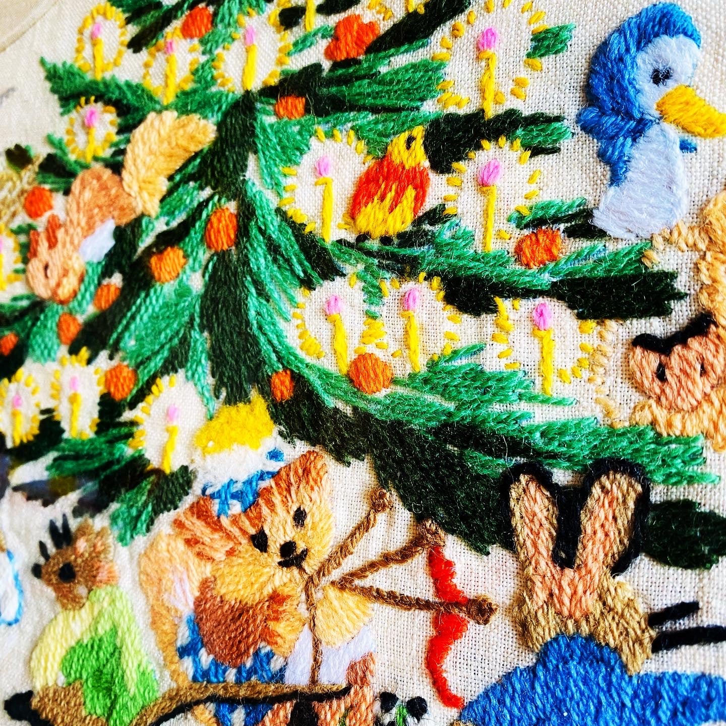 【USA vintage】刺繍 クリスマス ウォールデコ 壁掛け