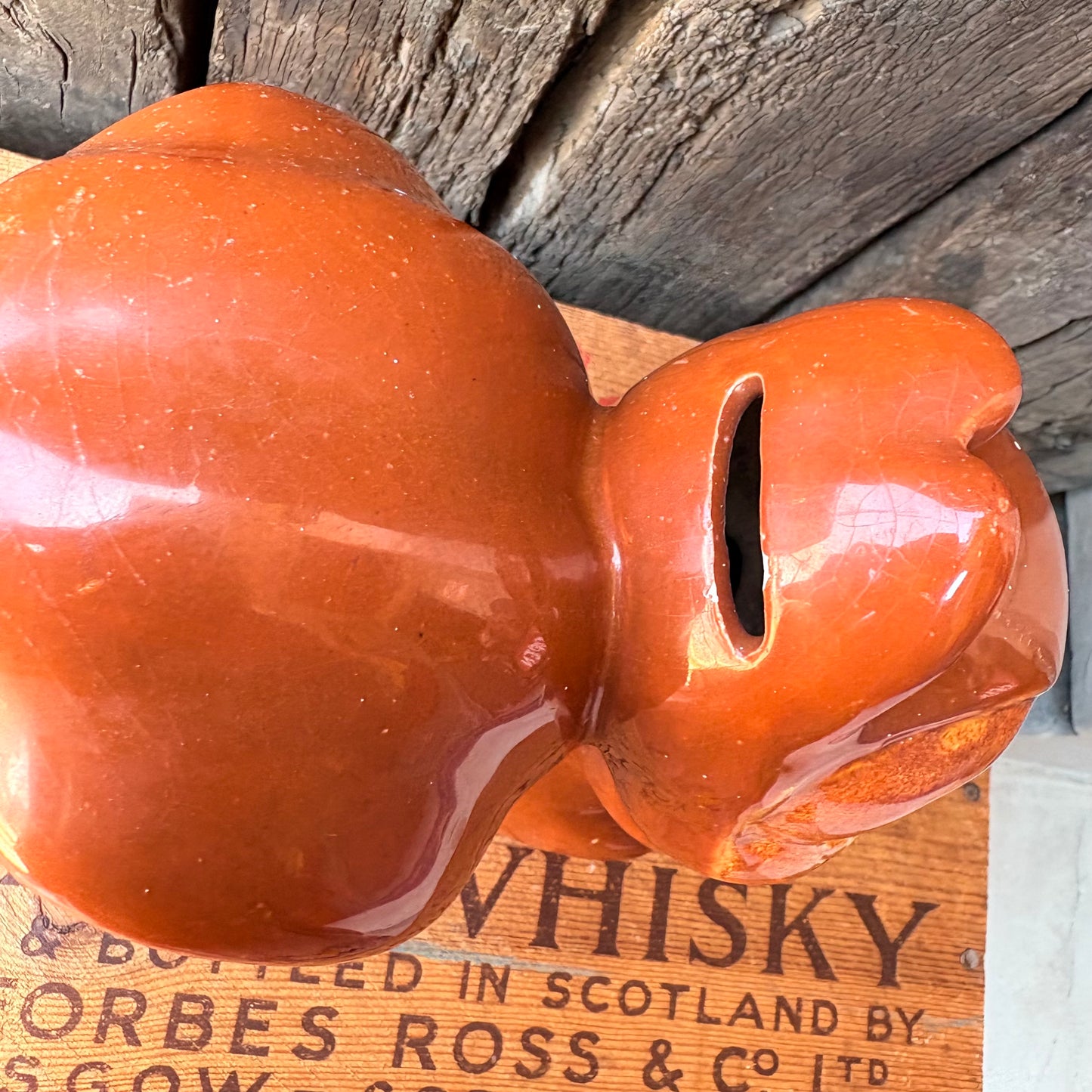 【1961 USA vintage】Handmade Chip Style Ceramic Coin Bank