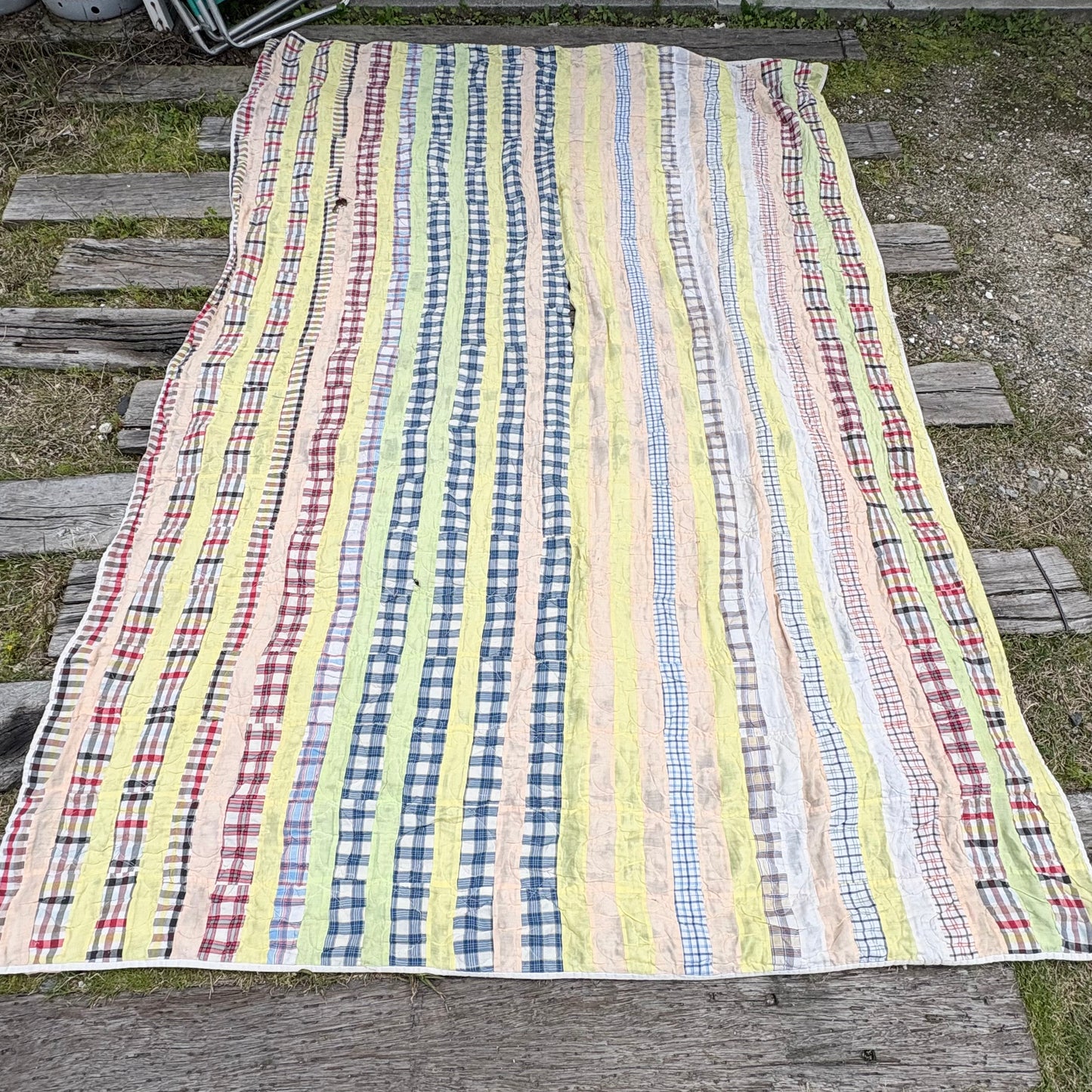 【USA vintage】Patchwork Quilt / Multi Stripe