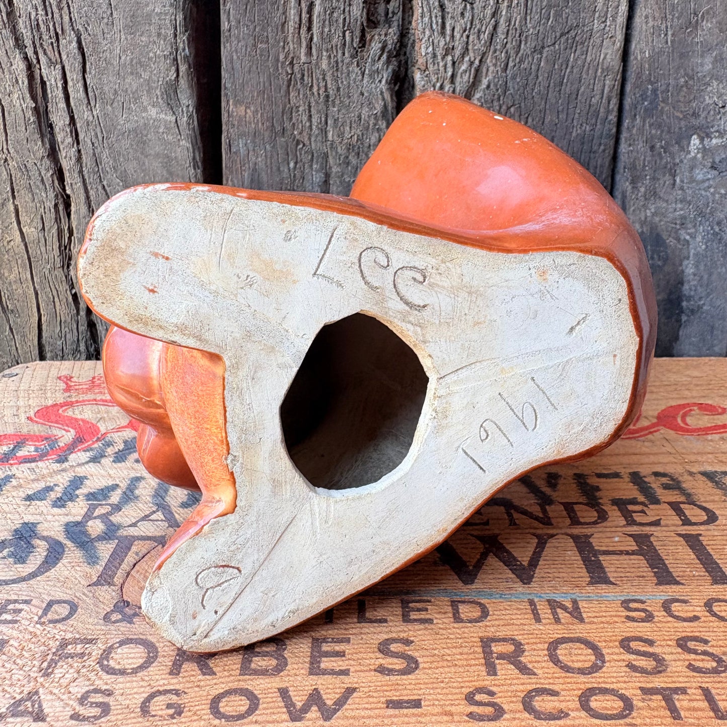 【1961 USA vintage】Handmade Chip Style Ceramic Coin Bank
