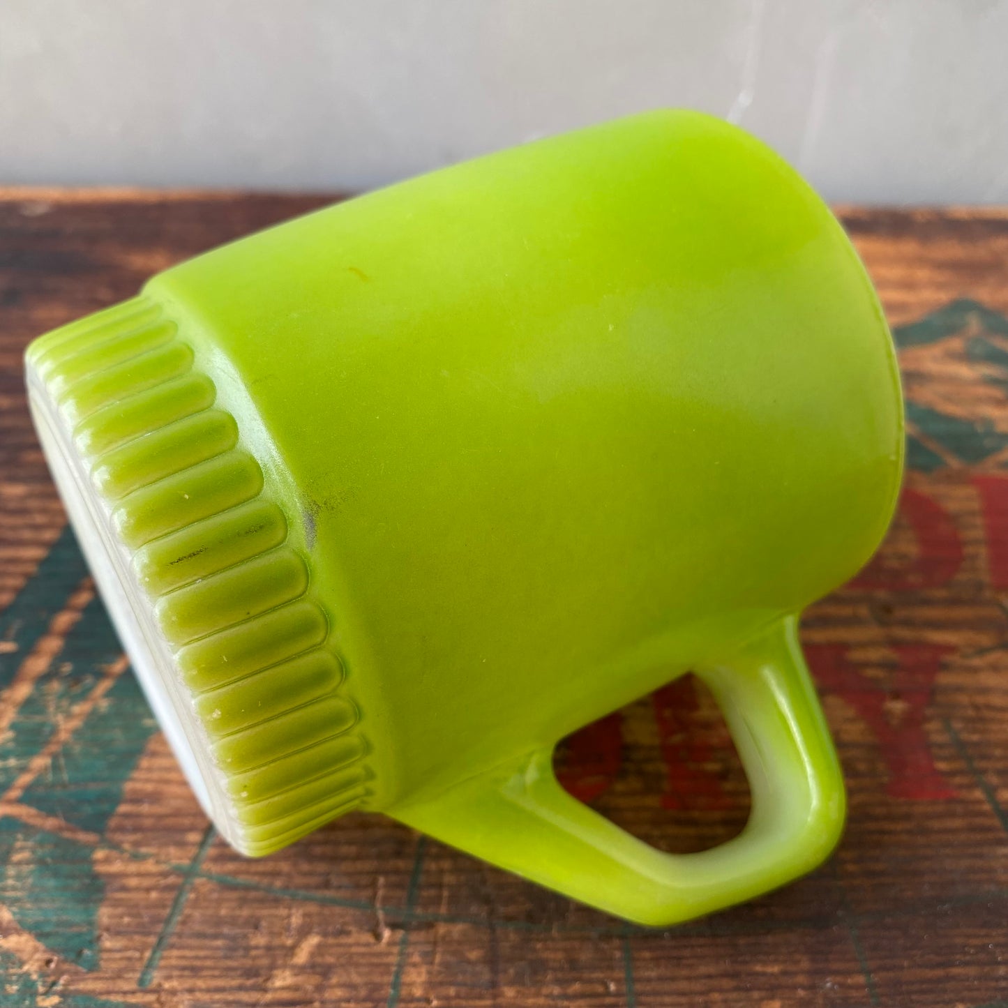 【1960s USA vintage 】Fire-King RIBBED BOTTOM mug Green