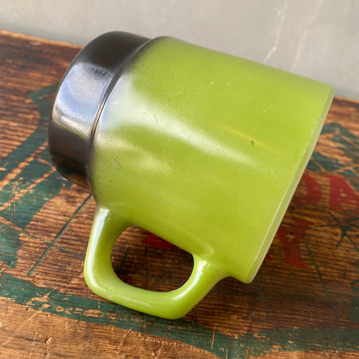 【1960s USA vintage】Fire-King mug Green×Black