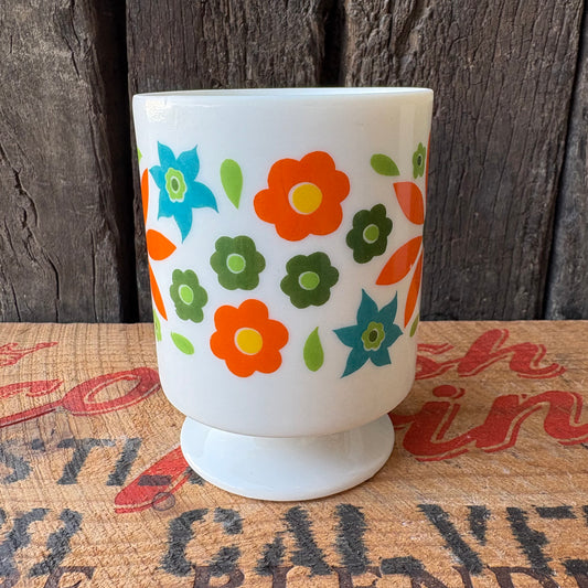 【1970s JAPAN vintage】Retro Flower Footed Mug
