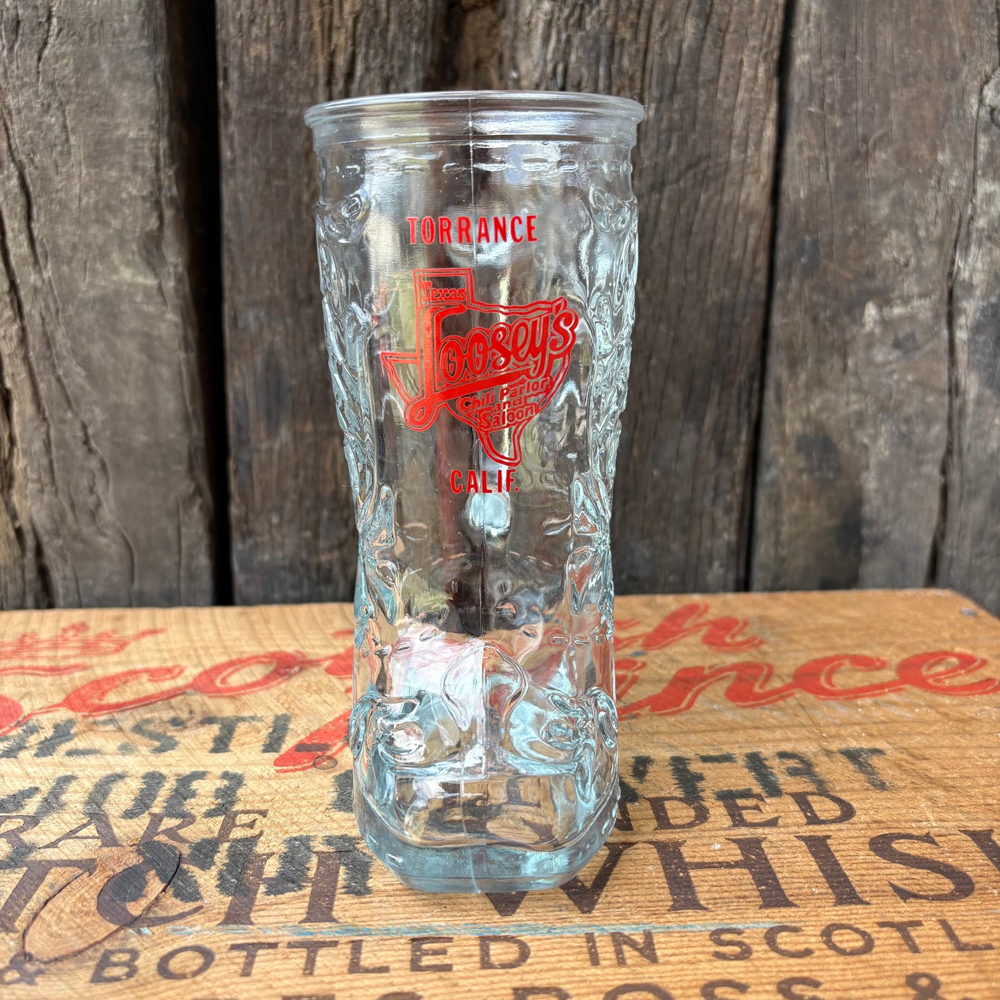 【1970s-1980s USA vintage】Texas Loosey's boots glass