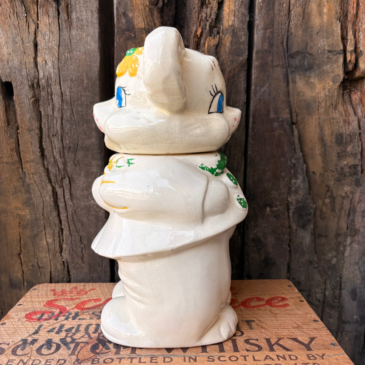 【1940s USA vintage】American Bisque Turnabout Bear Cookie Jar