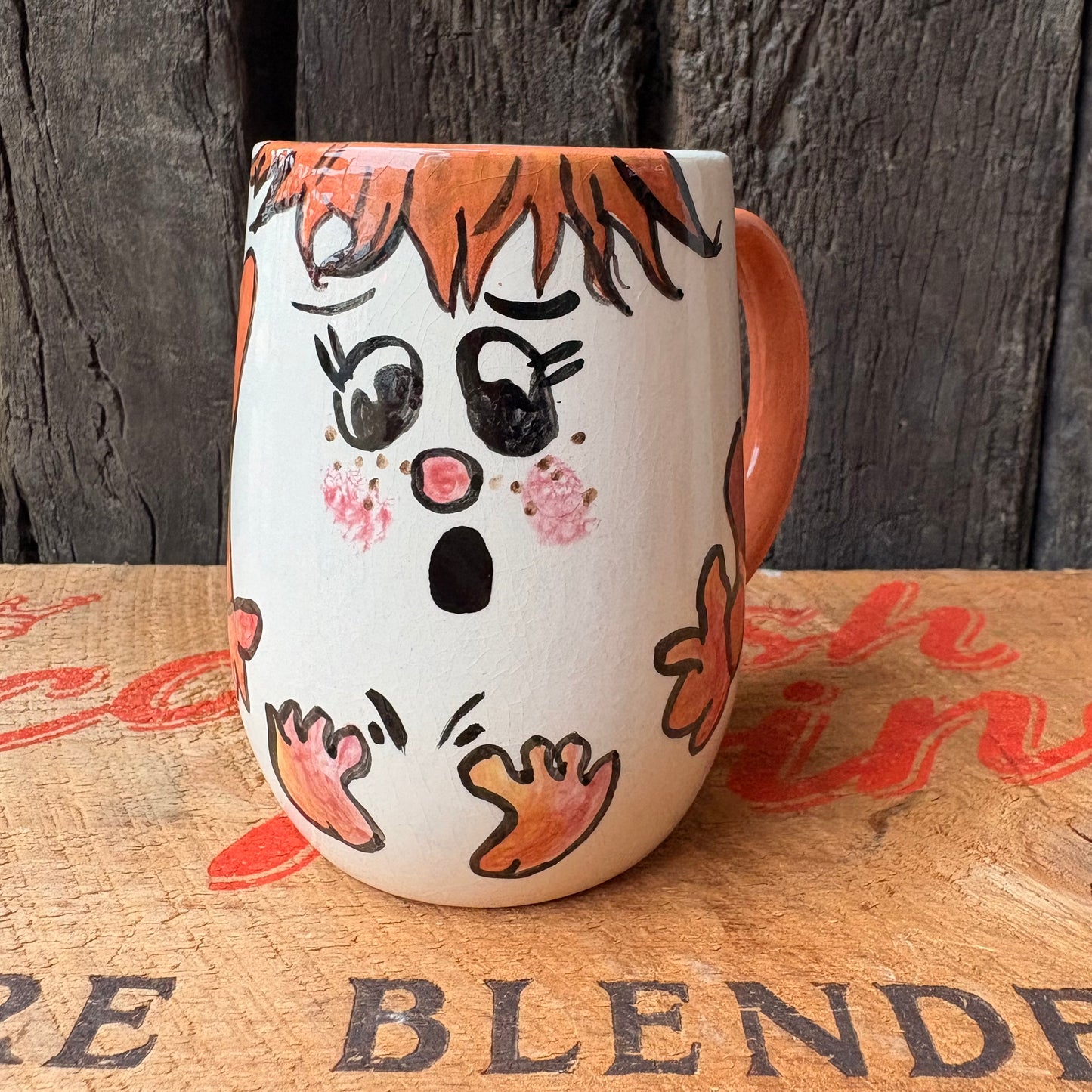 【1970s USA Vintage】 Hand-Painted Girl Character Mug