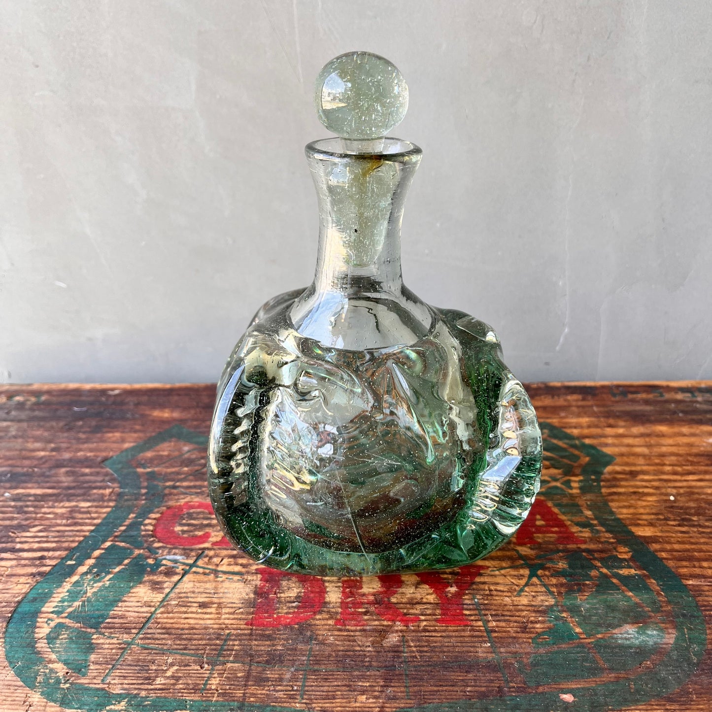 【USA vintage】Whiskey Decanter Green Glass