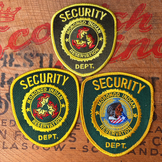 【USA vintage】MORONGO INDIAN RESERVATION SECURITY DEPT. Embroidered Patch 3pcs Set