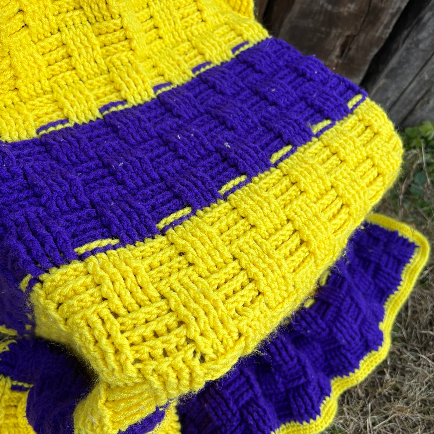 【USA vintage】granny blanket purple×yellow
