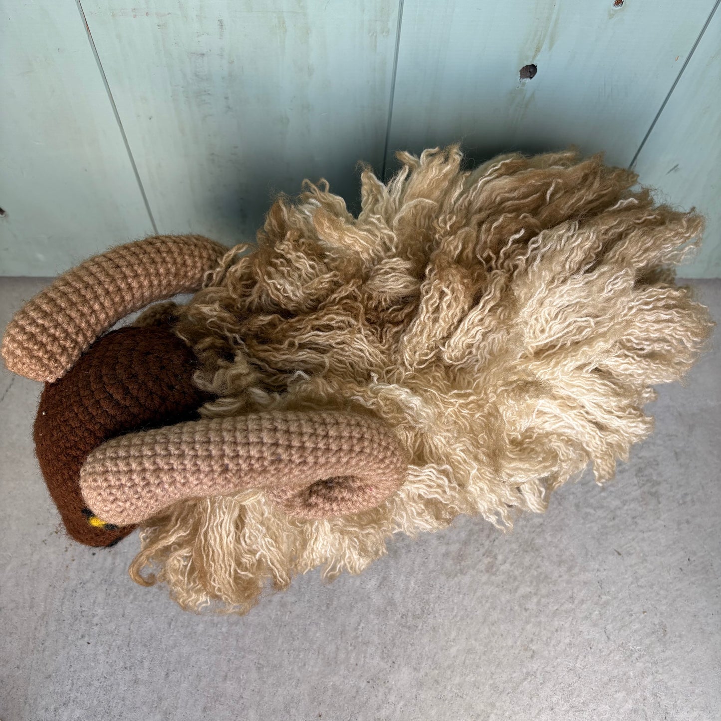 【USA vintage】Handmade Crochet Ram Doll