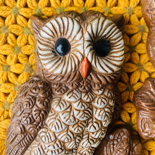 【1970s USA vintage】owl wall deco フクロウの壁掛け ペア