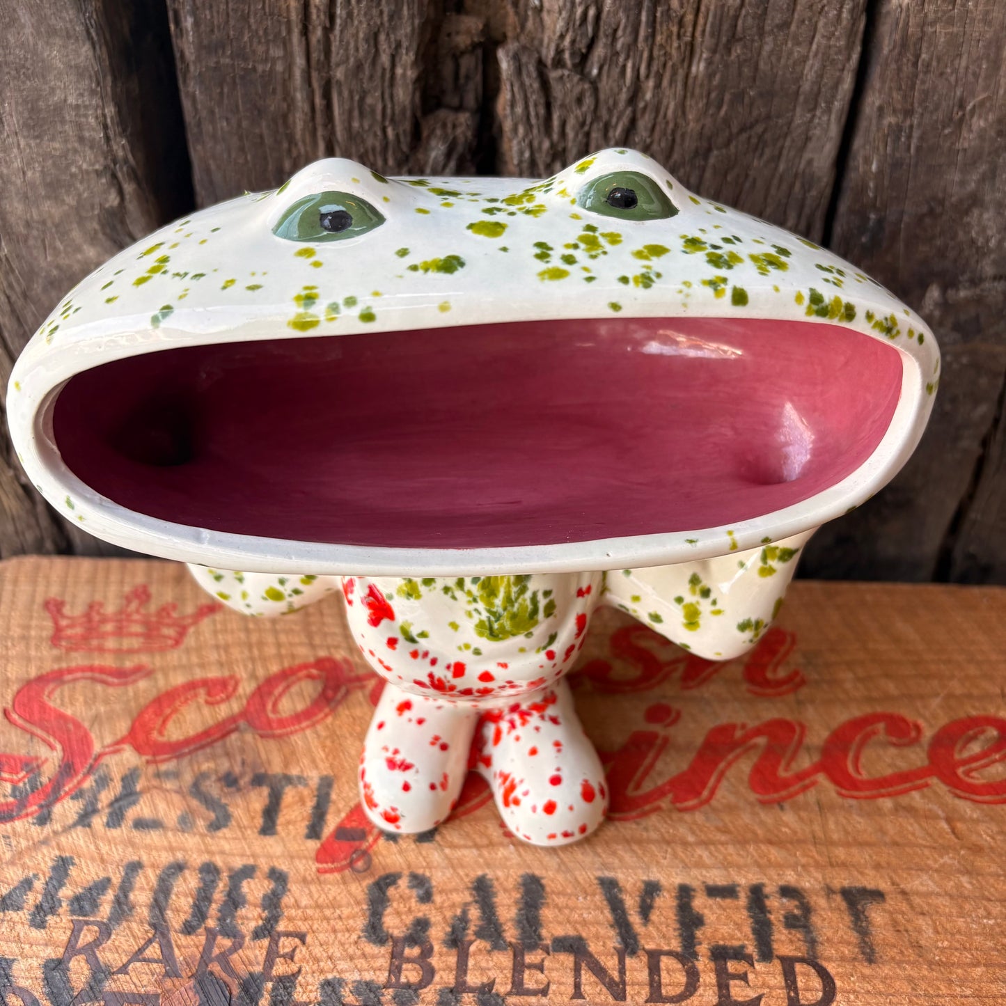【1970s USA vintage】Ceramic Frog Candy Dish