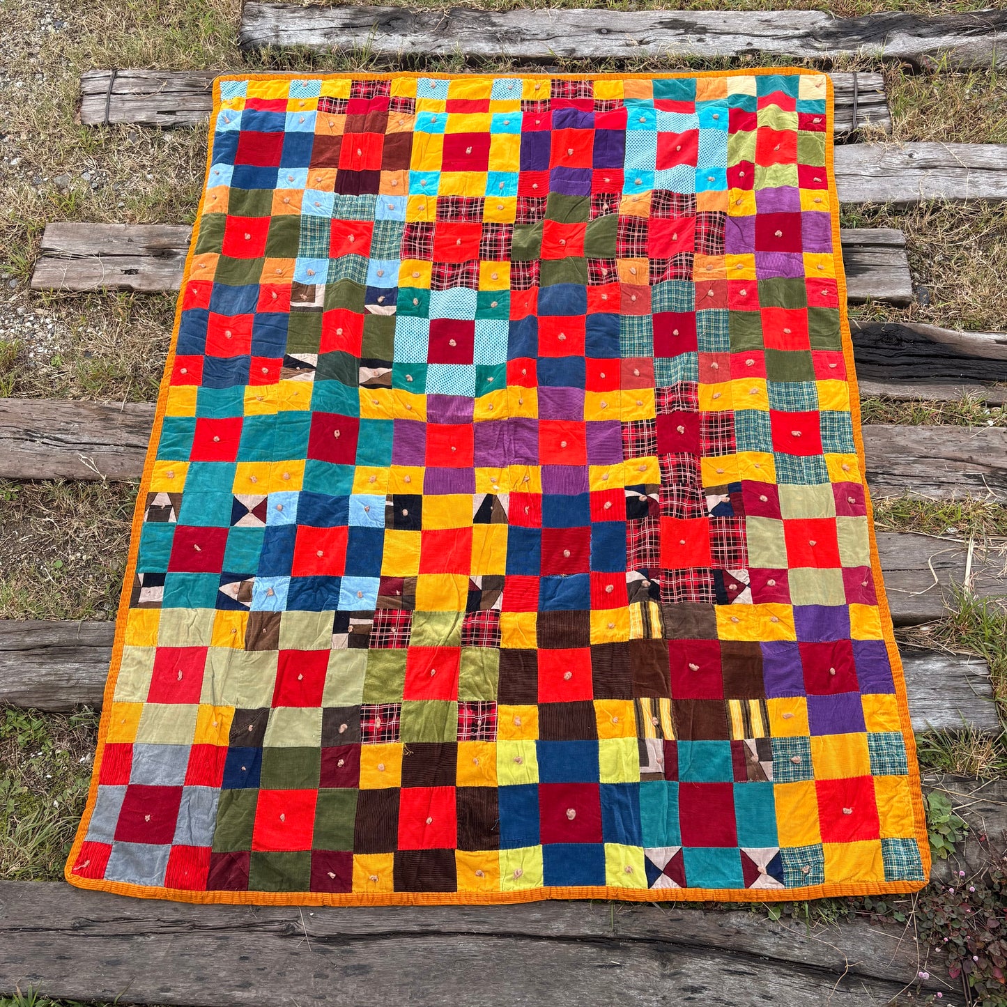【USA Vintage】 Handmade Patchwork Quilt Blanket
