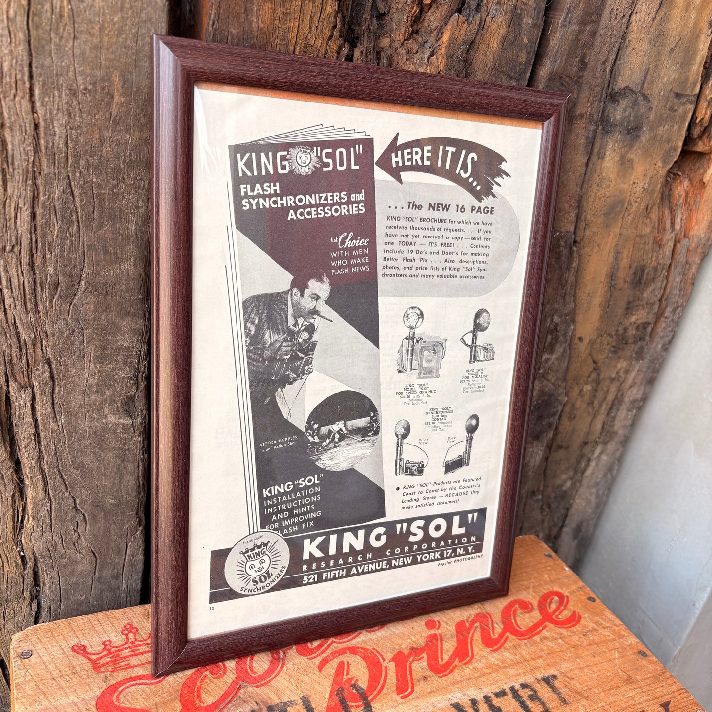 【1945 USA Vintage】 PHOTOGRAPHY Magazine Framed Ads KING SOL