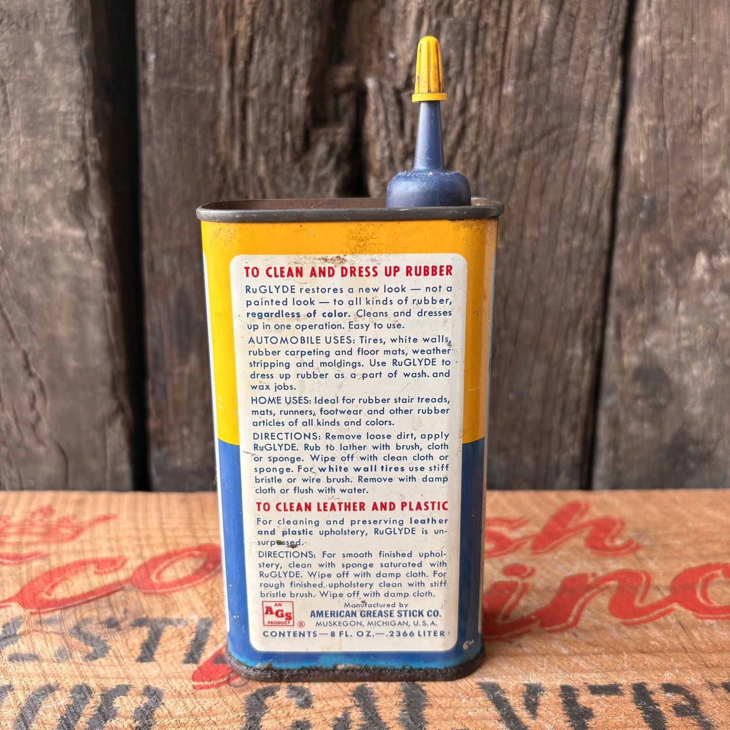 【1950-60s USA vintage】RUGLYDE Rubber Lubricant & Cleaner Can