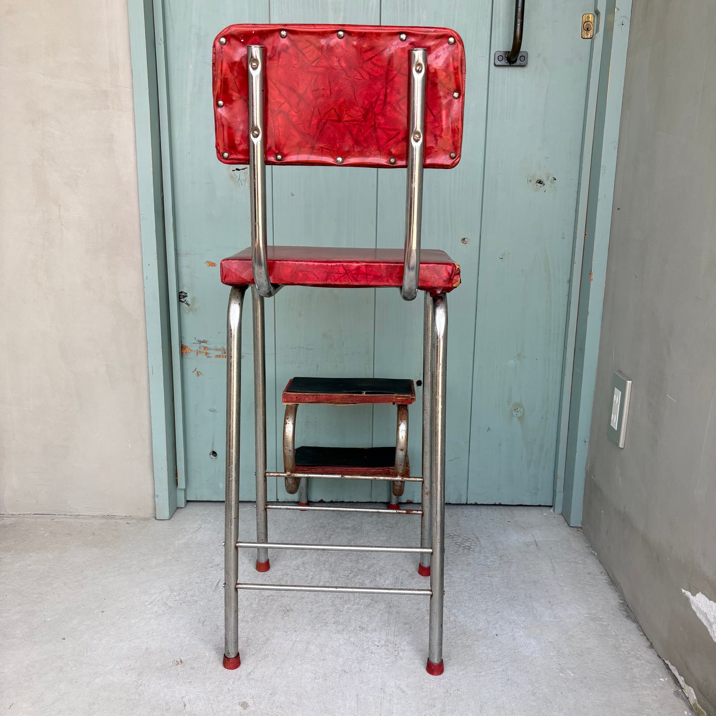 【1950s-1960s USA vintage】Red Step-Up Chair