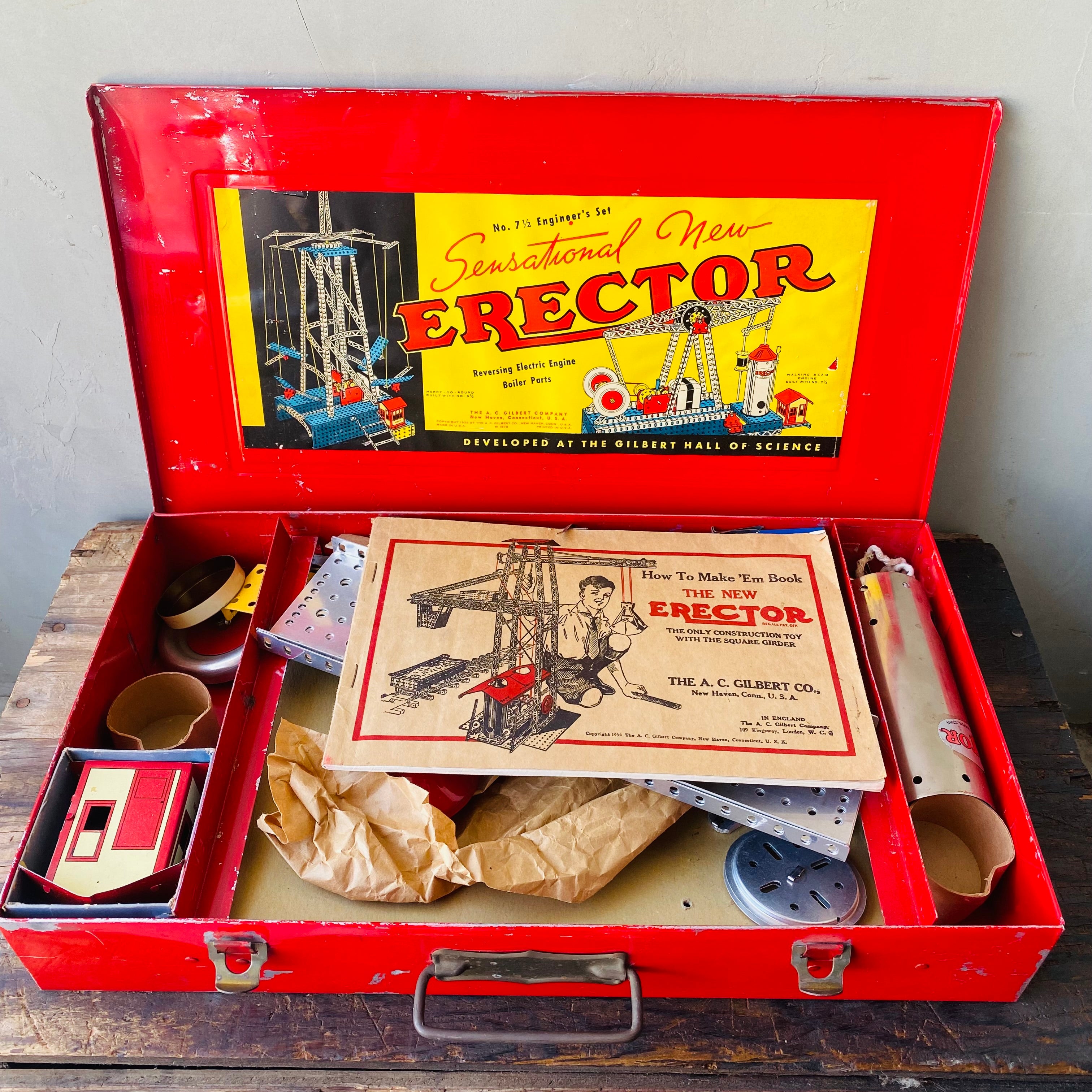1938 USA vintage 】THE A.C.GILBERT CO. Engineer's Erector set