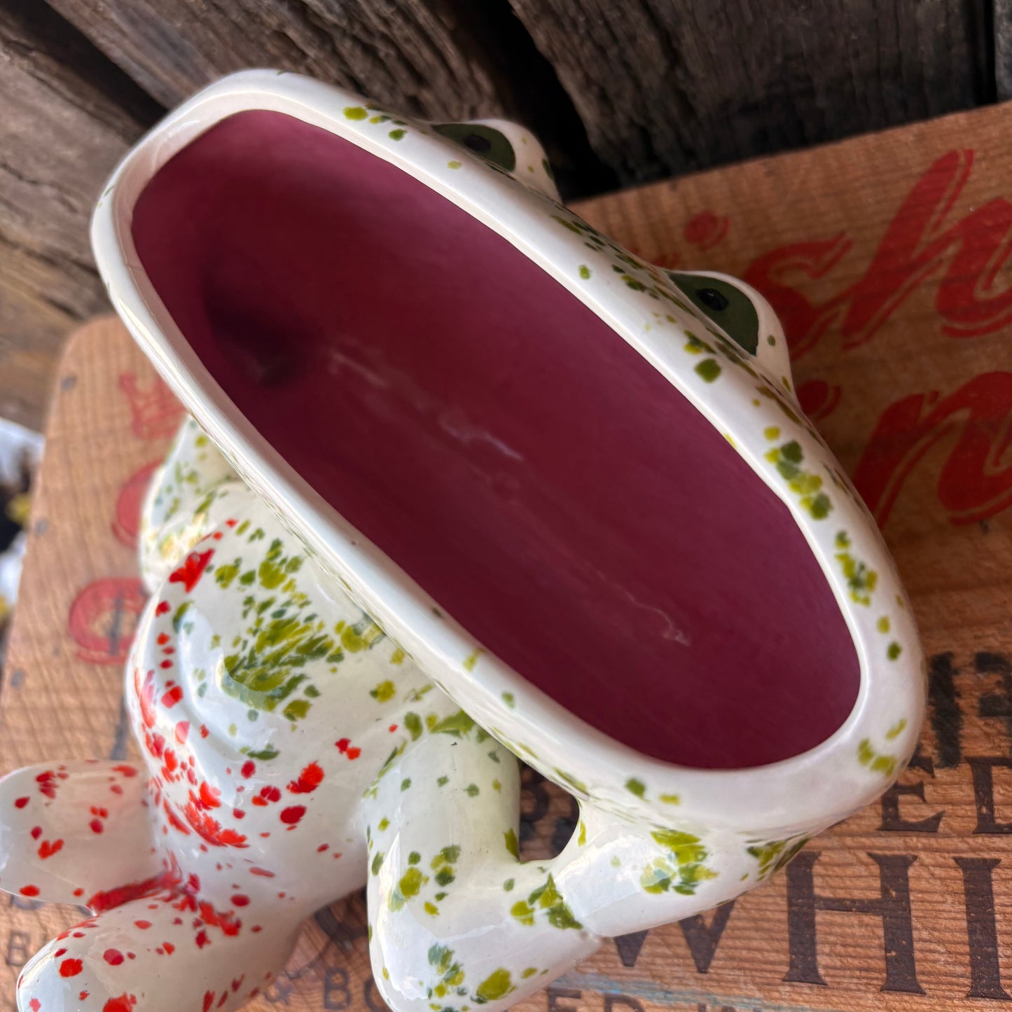 【1970s USA vintage】Ceramic Frog Candy Dish