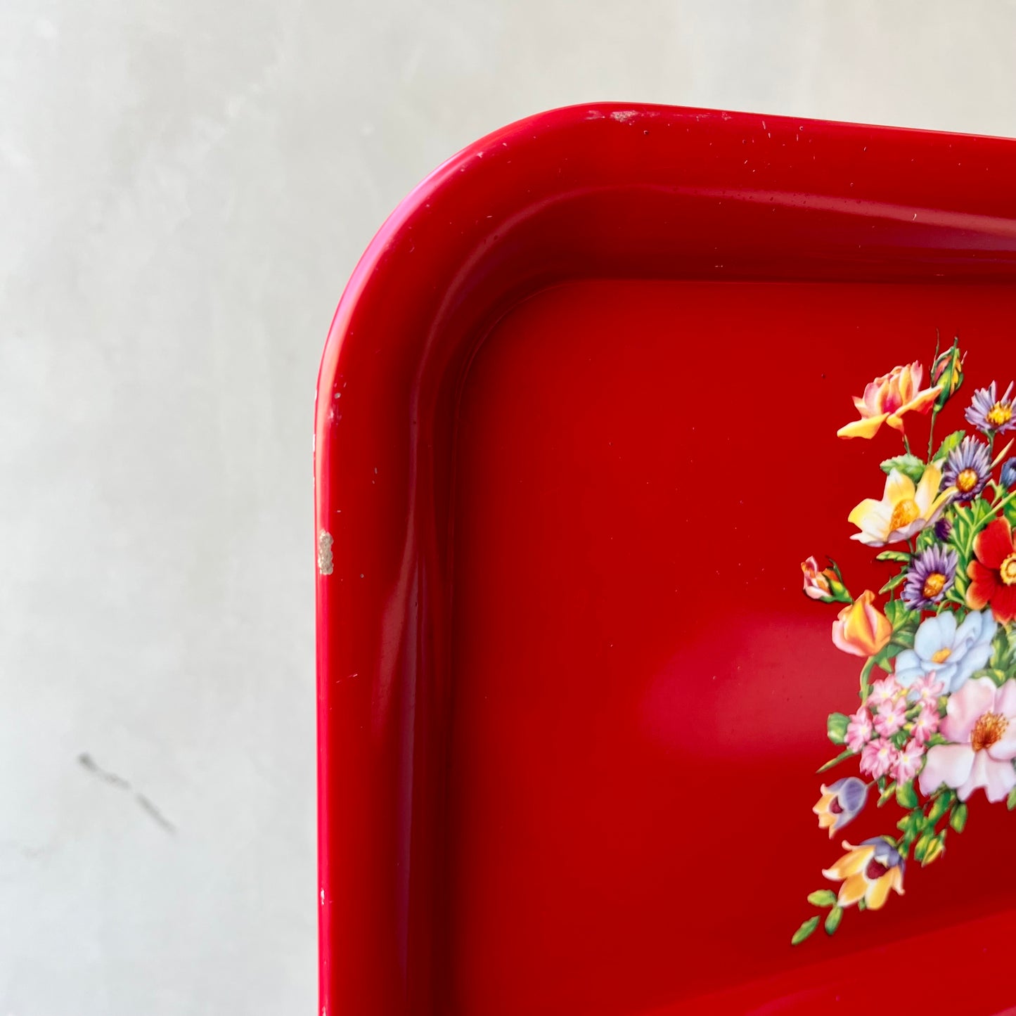 【1950s vintage】Red Floral Serving Tray