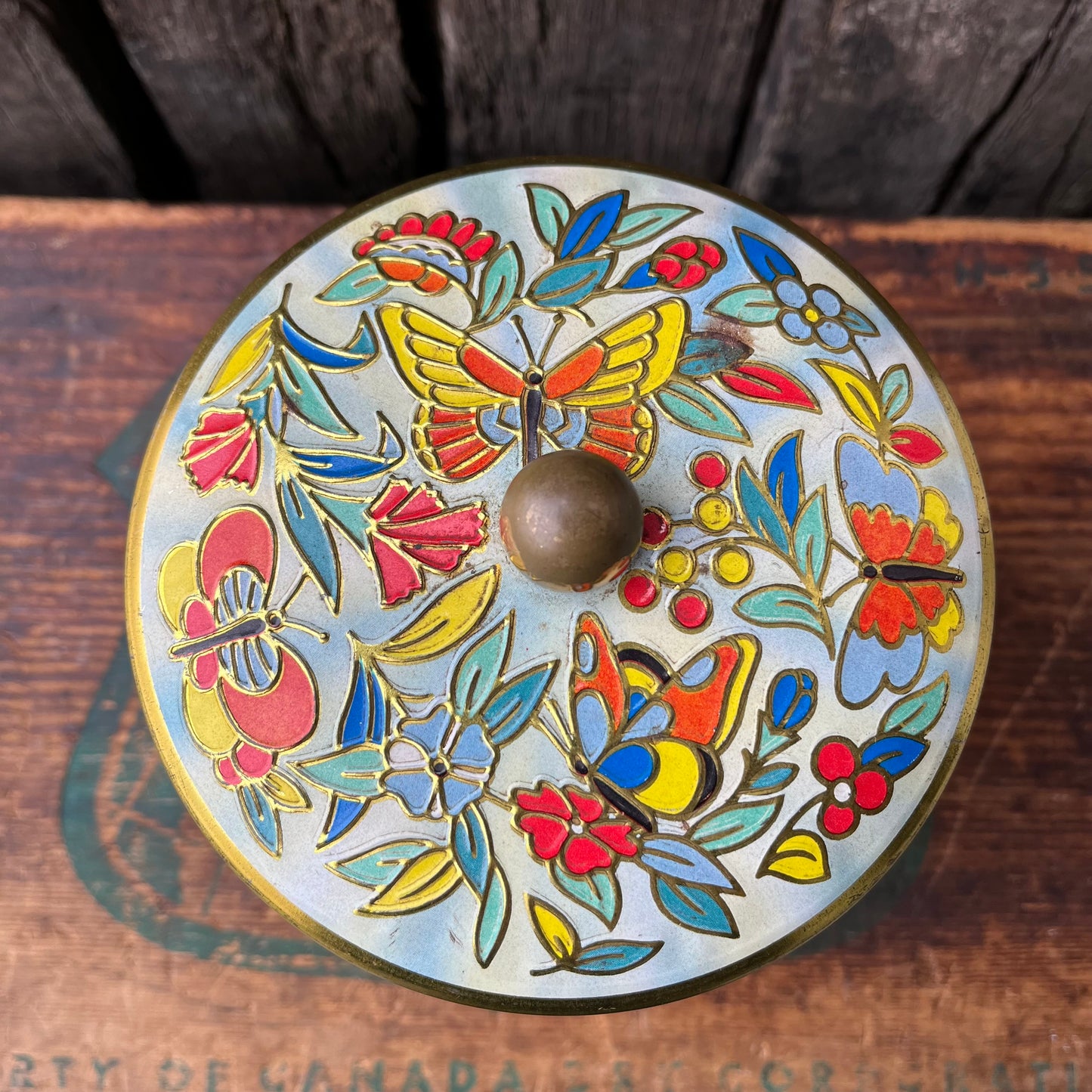 【England vintage】Daher Butterfly Tin Can