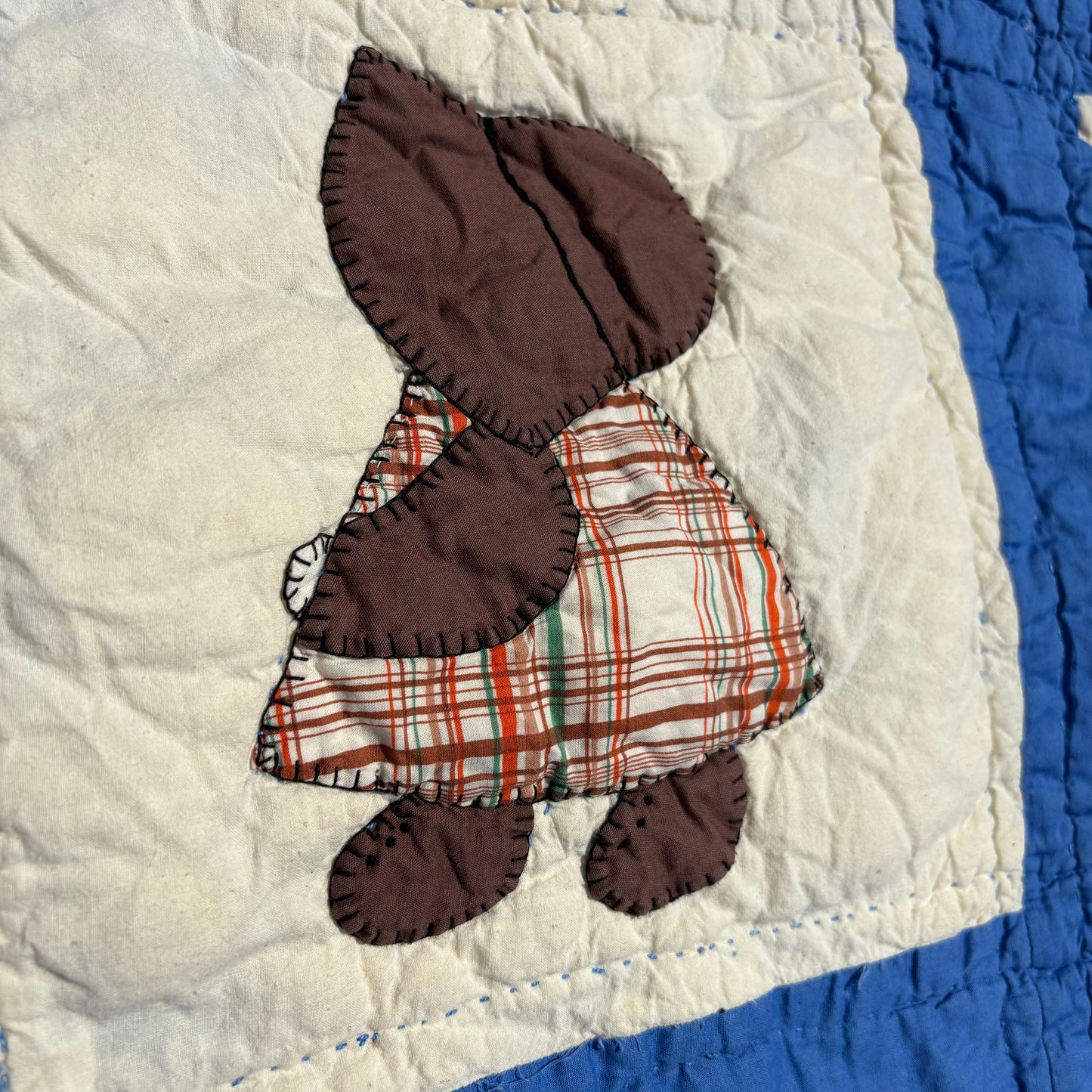 【1920s-1930s USA vintage】Sunbonnet Sue Feed Sack Quilt