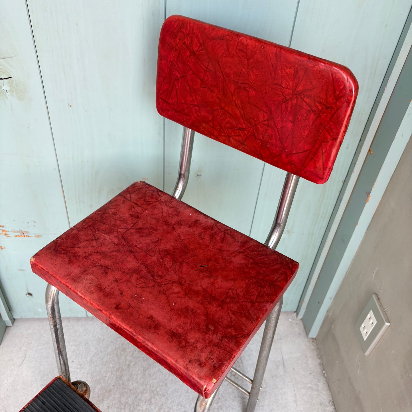 【1950s-1960s USA vintage】Red Step-Up Chair