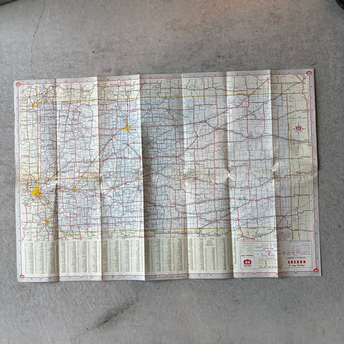 【1960 USA vintage】Phillips 66 Kansas Road Map