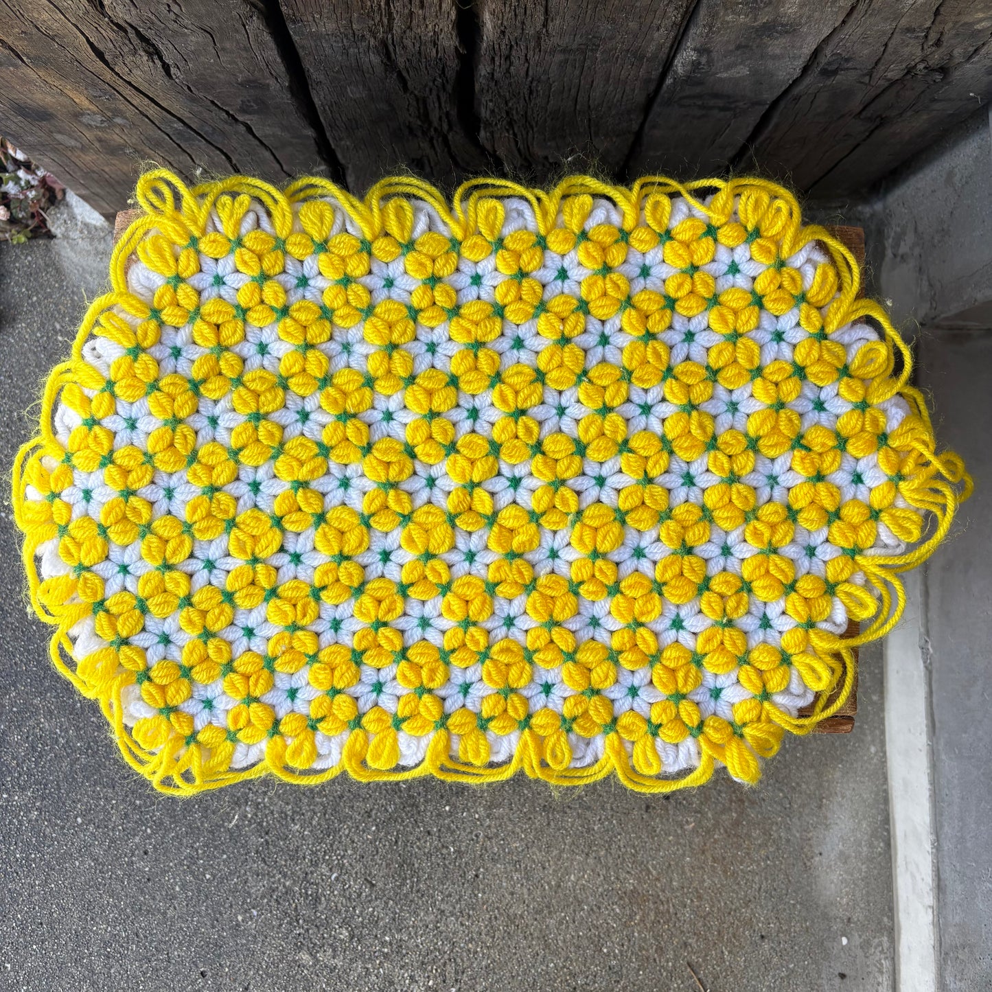 【USA vintage】Flower Rug Mat