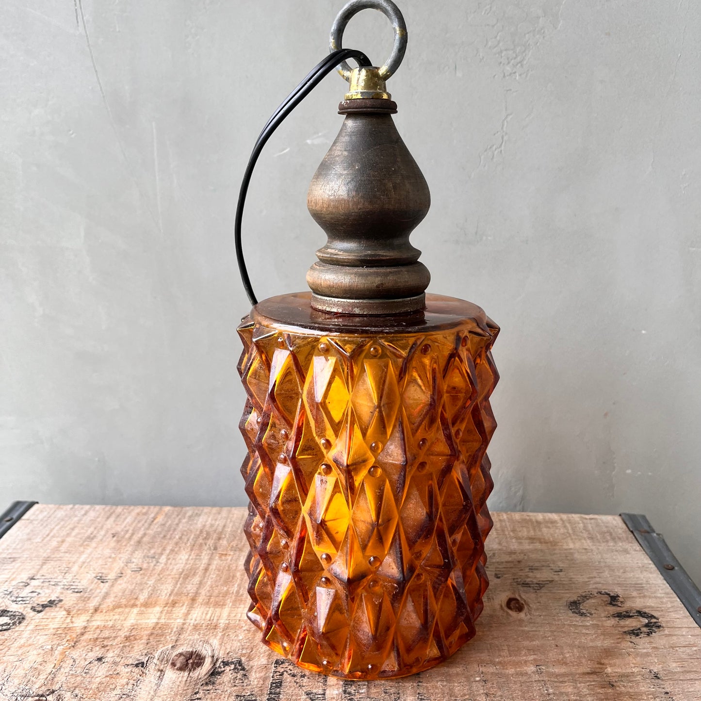 【USA vintage】Amber Glass Pendant Light