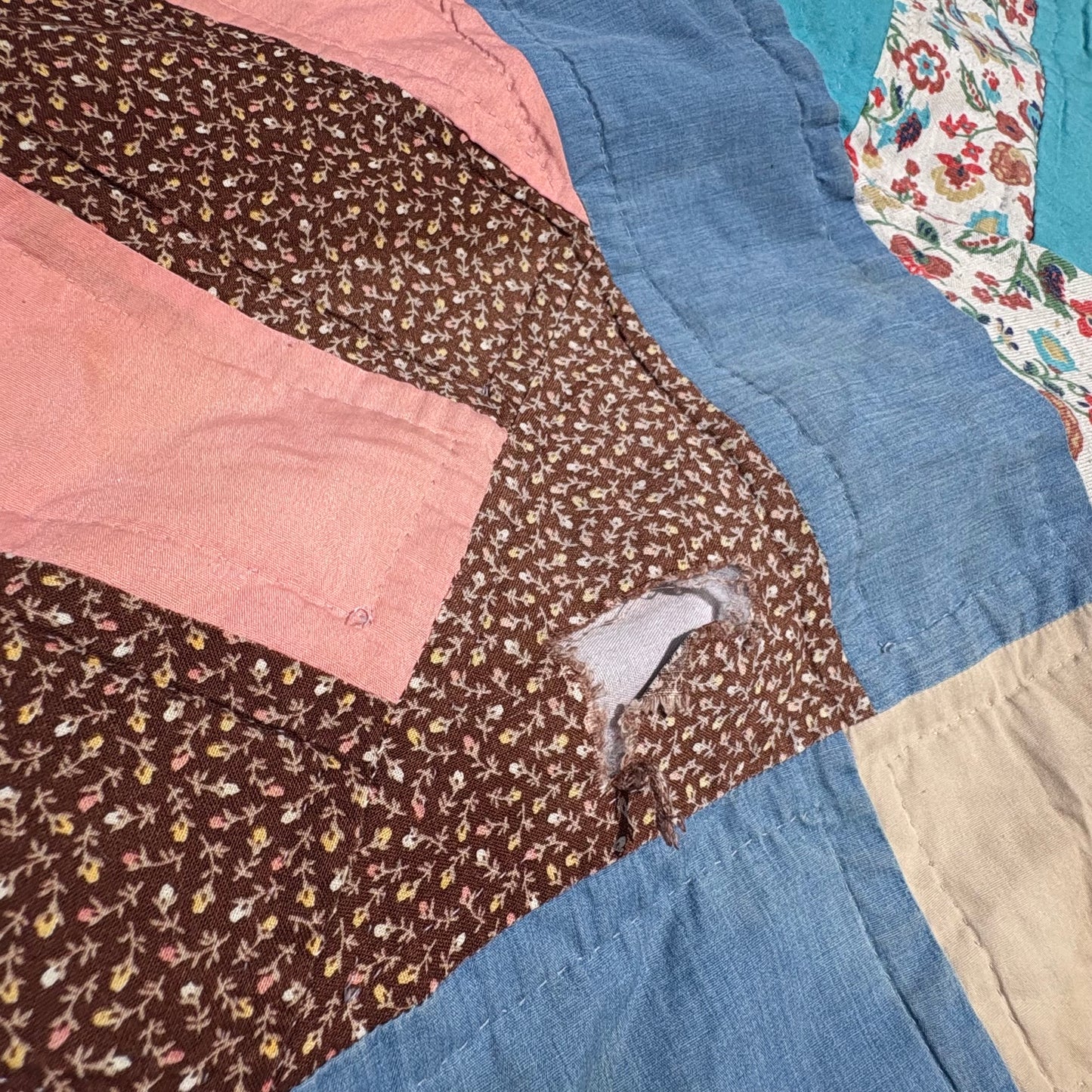 【USA Vintage】 Handmade Patchwork Quilt