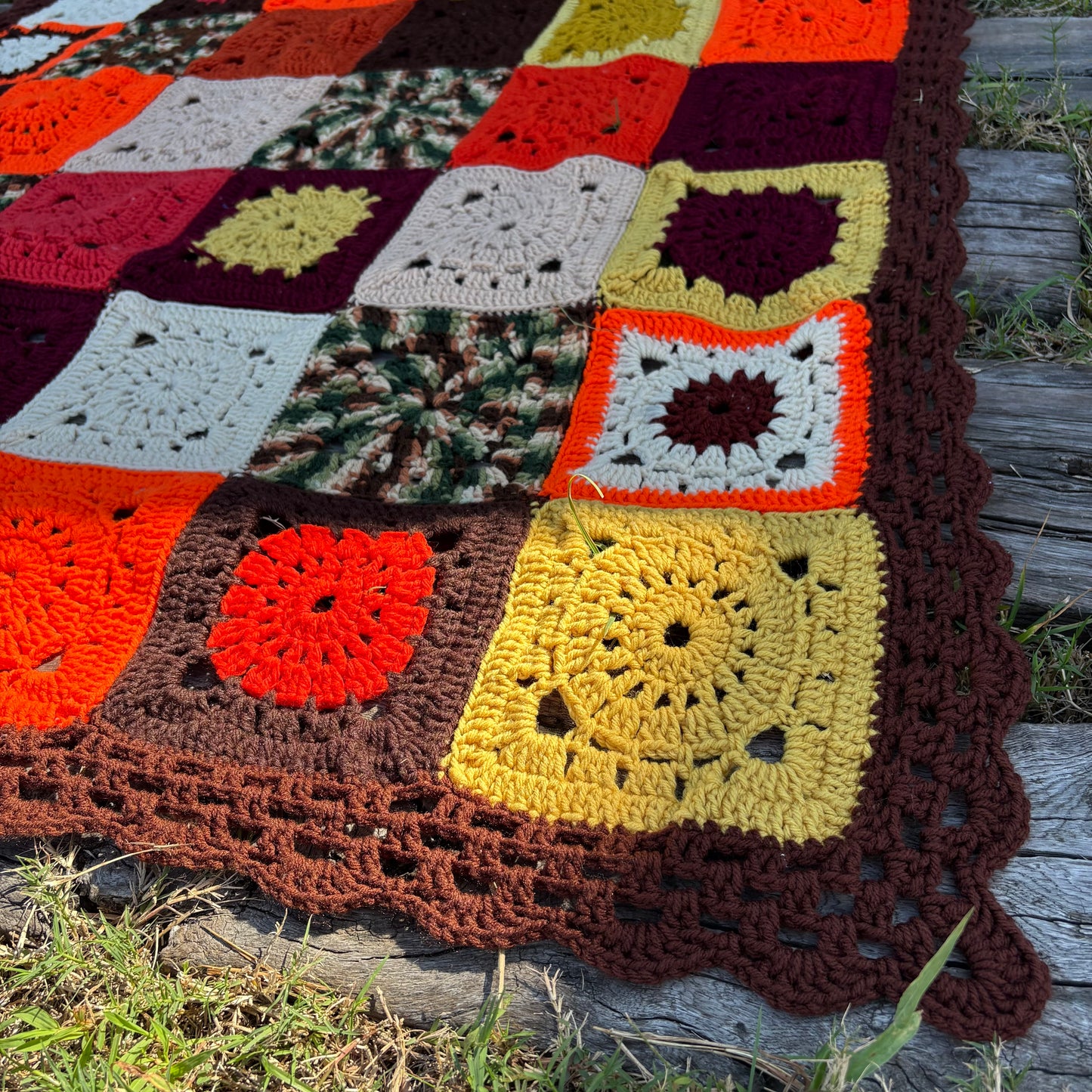 【USA vintage】granny blanket granny square rug