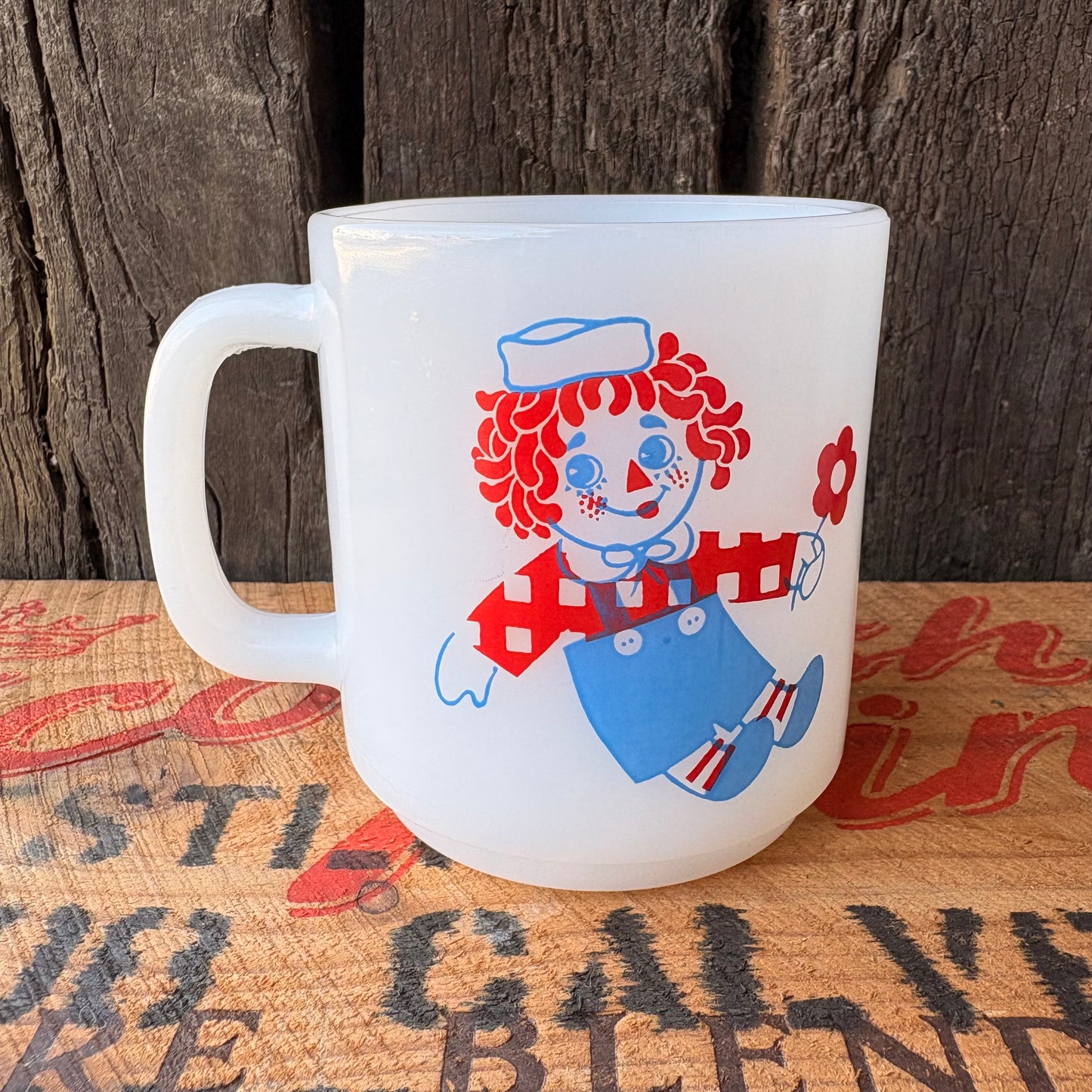 【USA vintage】GLASBAKE mug Raggedy Ann&Andy