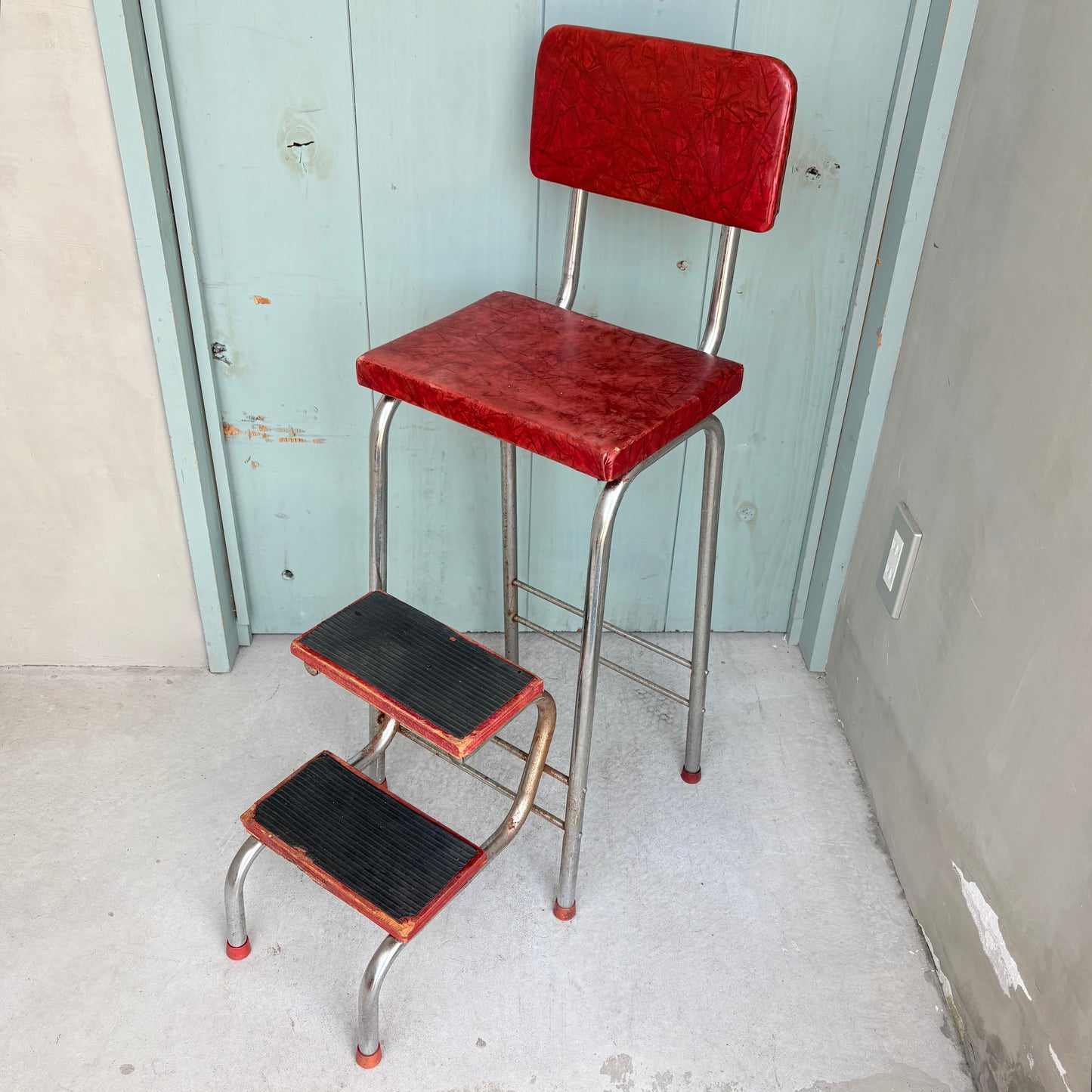 【1950s-1960s USA vintage】Red Step-Up Chair