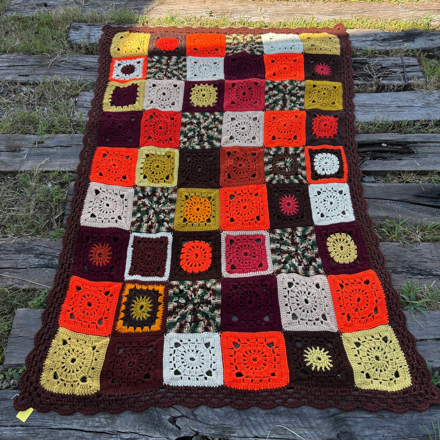 【USA vintage】granny blanket granny square rug