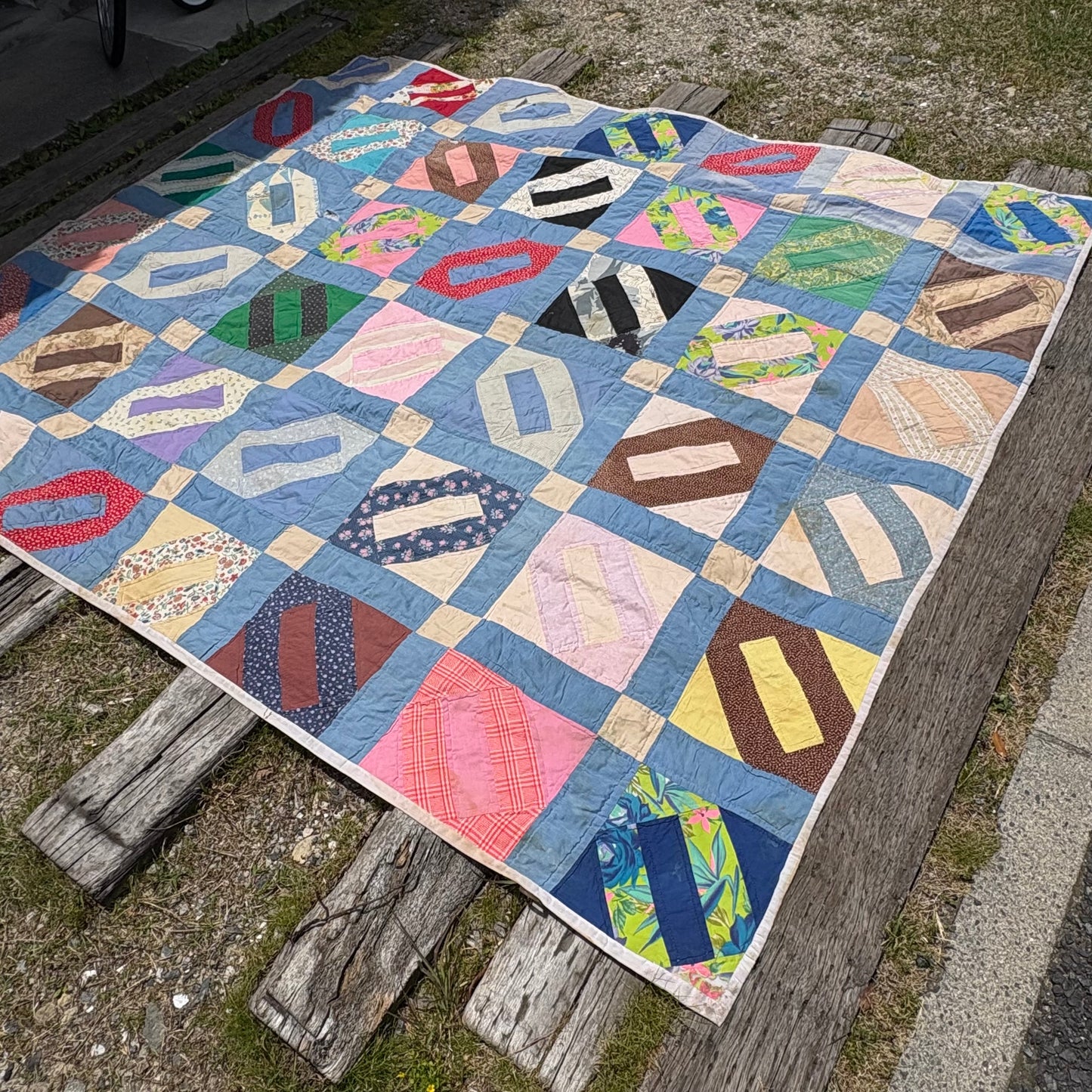 【USA Vintage】 Handmade Patchwork Quilt