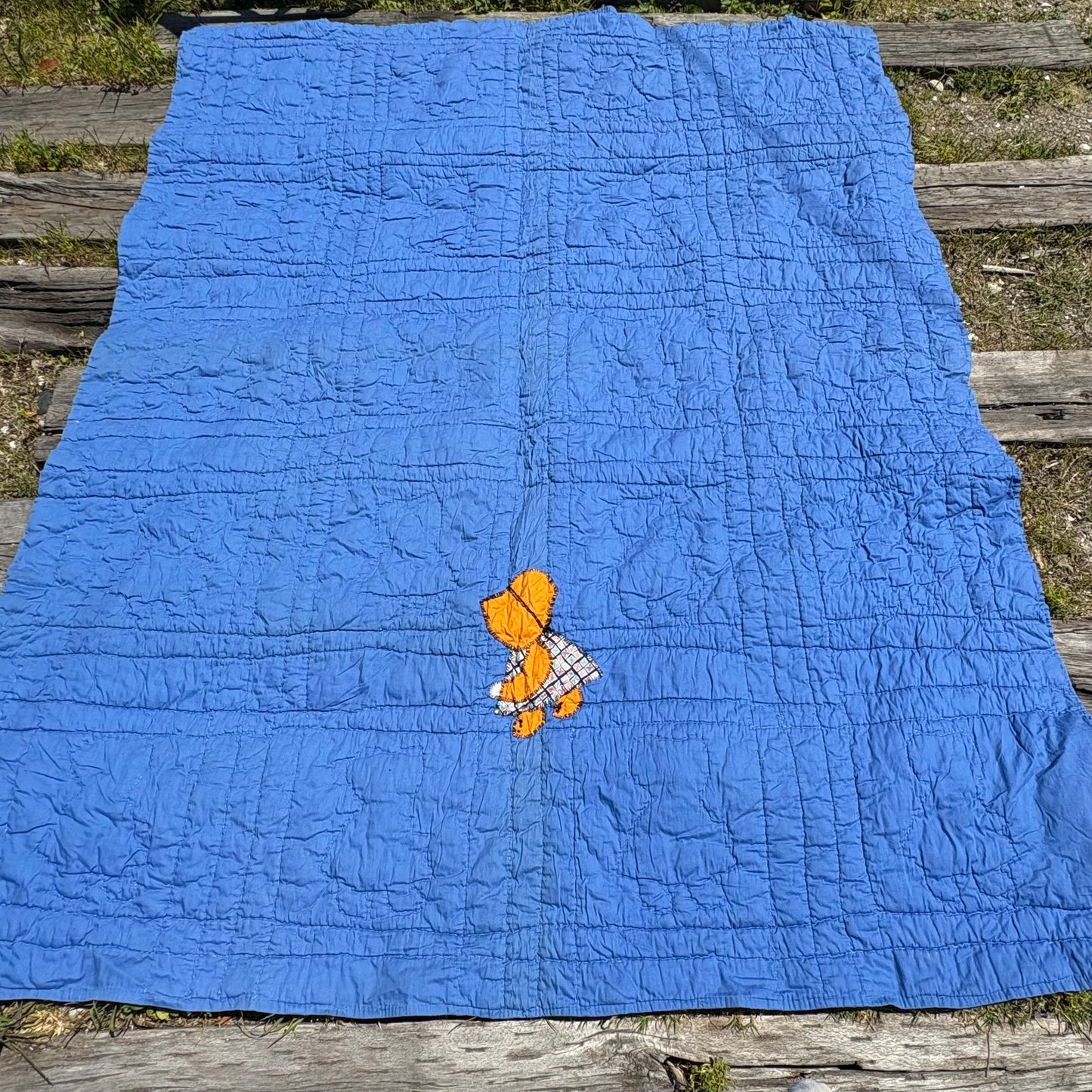【1920s-1930s USA vintage】Sunbonnet Sue Feed Sack Quilt
