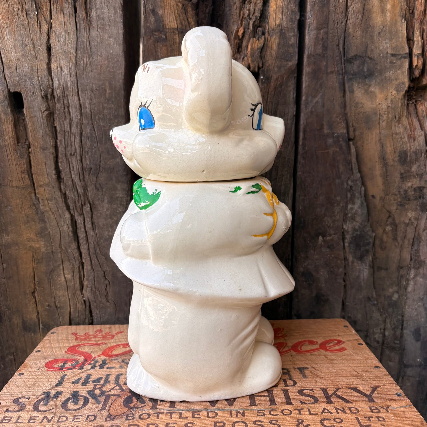 【1940s USA vintage】American Bisque Turnabout Bear Cookie Jar