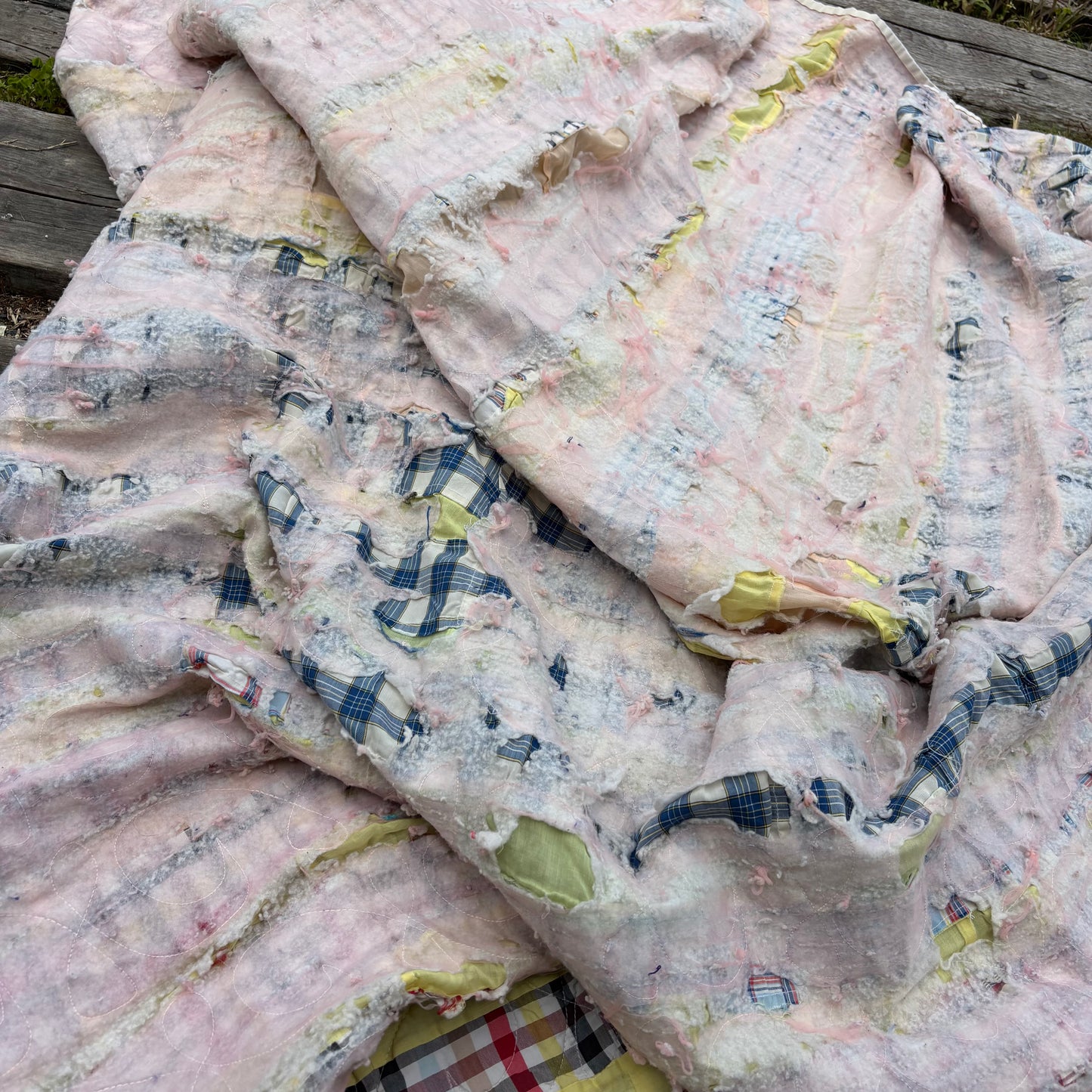 【USA vintage】Patchwork Quilt / Multi Stripe