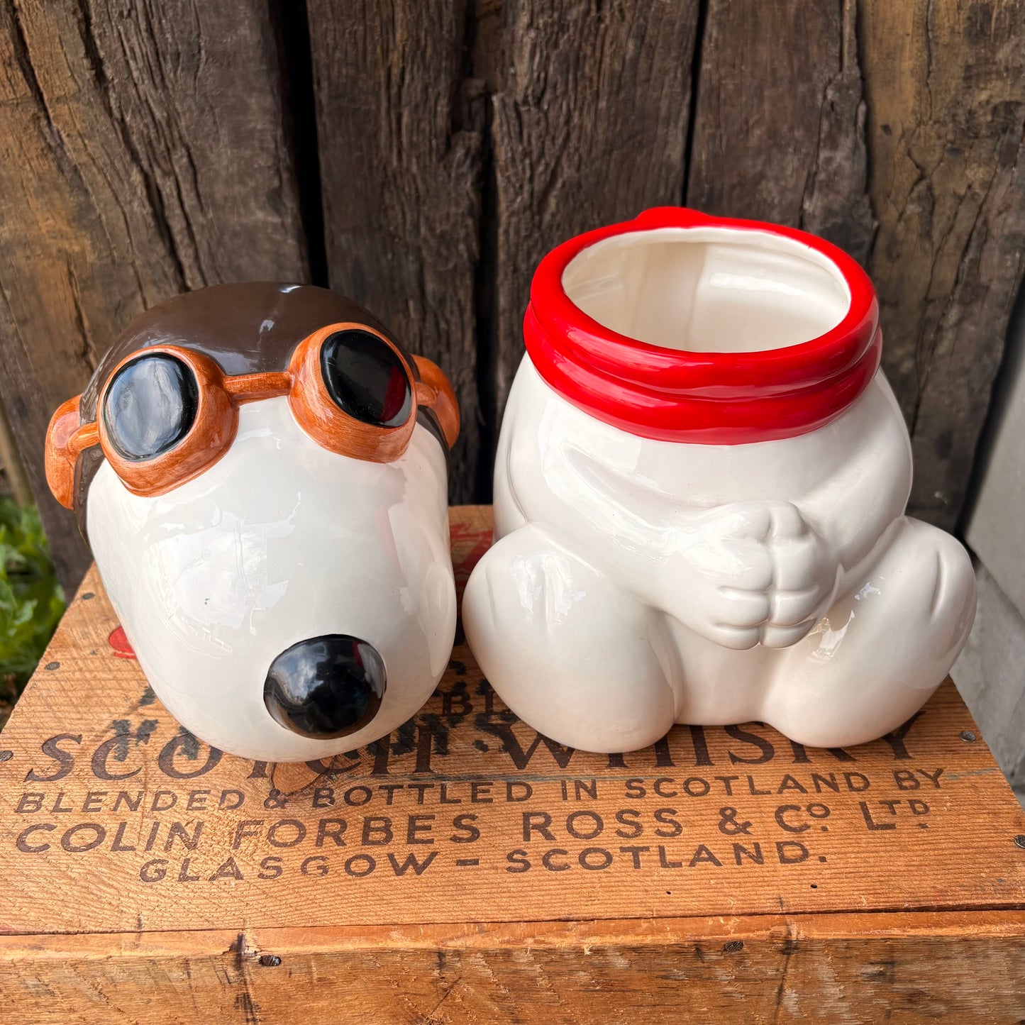 【1990s vintage】SNOOPY Flying Ace Cookie Jar Peanuts Benjamin & Medwin