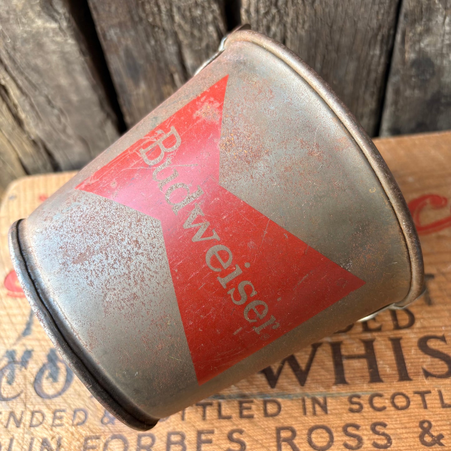 【1970s USA vintage】Budweiser Advertising Metal Bucket