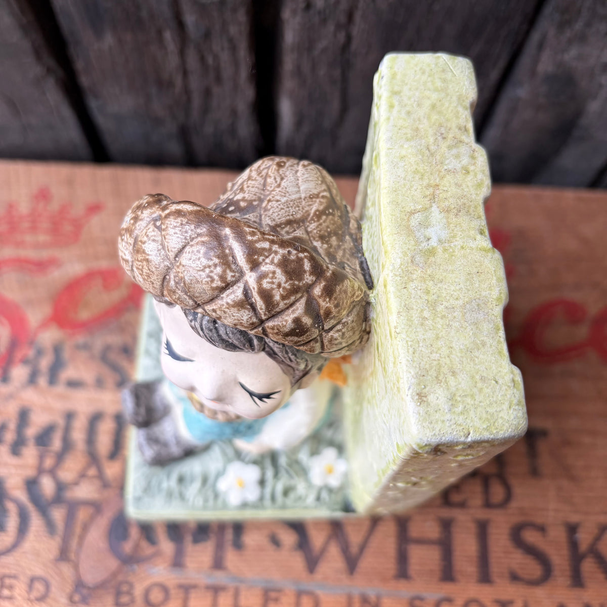 【1970s USA vintage】Country Child Ceramic Bookend
