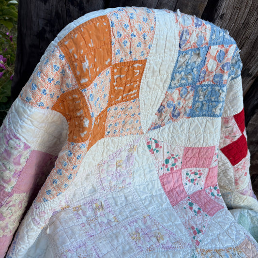 【USA vintage】feed sack antique quilt